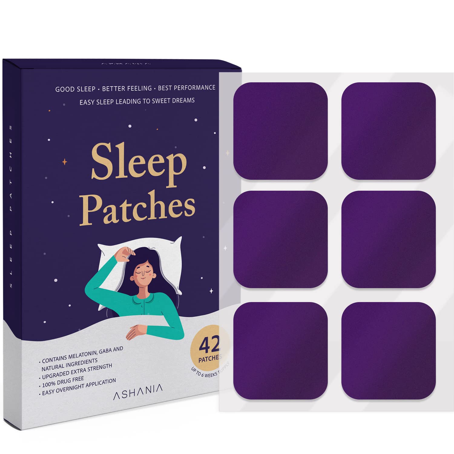 Ashania Sleep Patches for Adults – Upgraded 42-Count Set | Easy to Apply