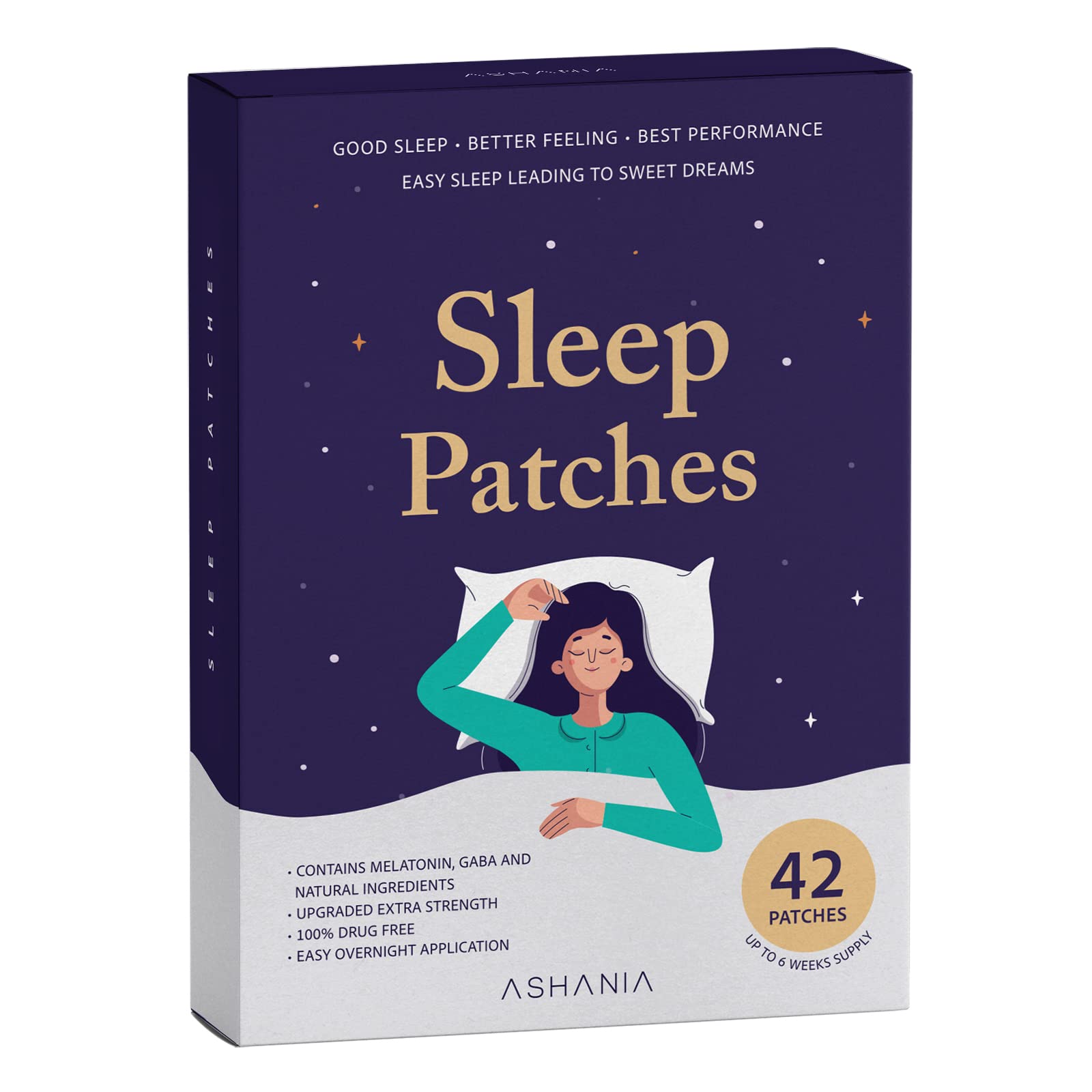 Ashania Sleep Patches for Adults – Upgraded 42-Count Set | Easy to Apply