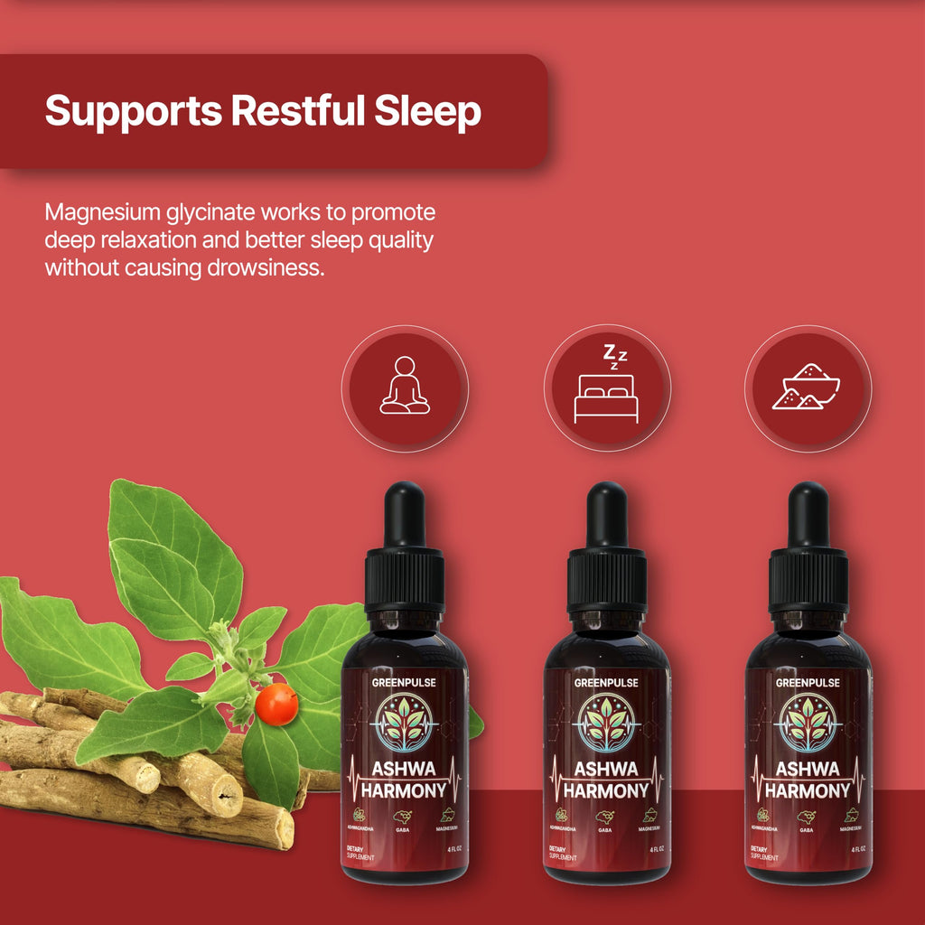 GREENPULSE Ashwa Harmony – Adaptogenic Ashwagandha, GABA & Magnesium Glycinate | 4 fl oz
