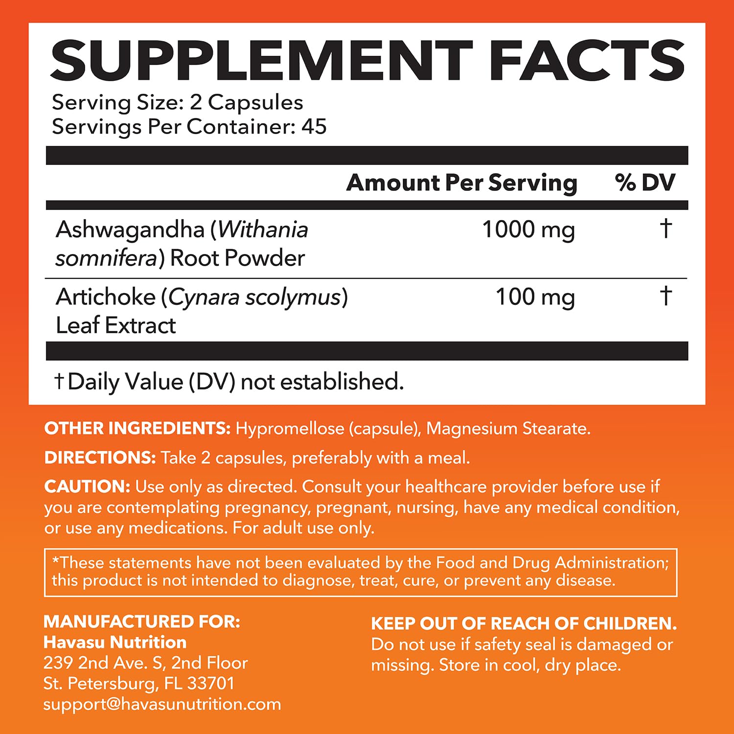 Ashwagandha 1000mg with Artichoke - Stress, Mood & Energy Support | 90 Vegan Capsules