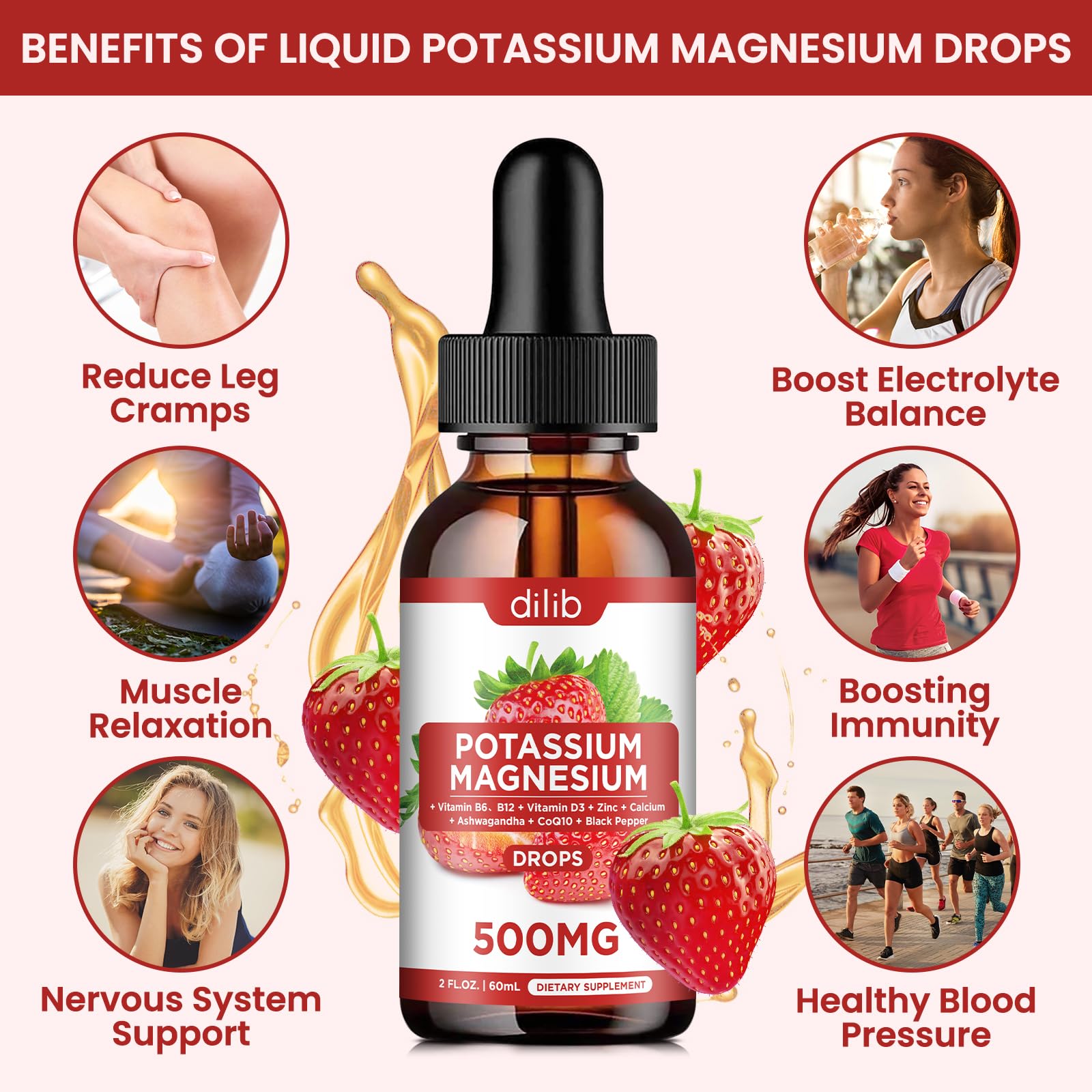 Potassium Magnesium Citrate Liquid Drops 500mg – Vegan 2 Pack