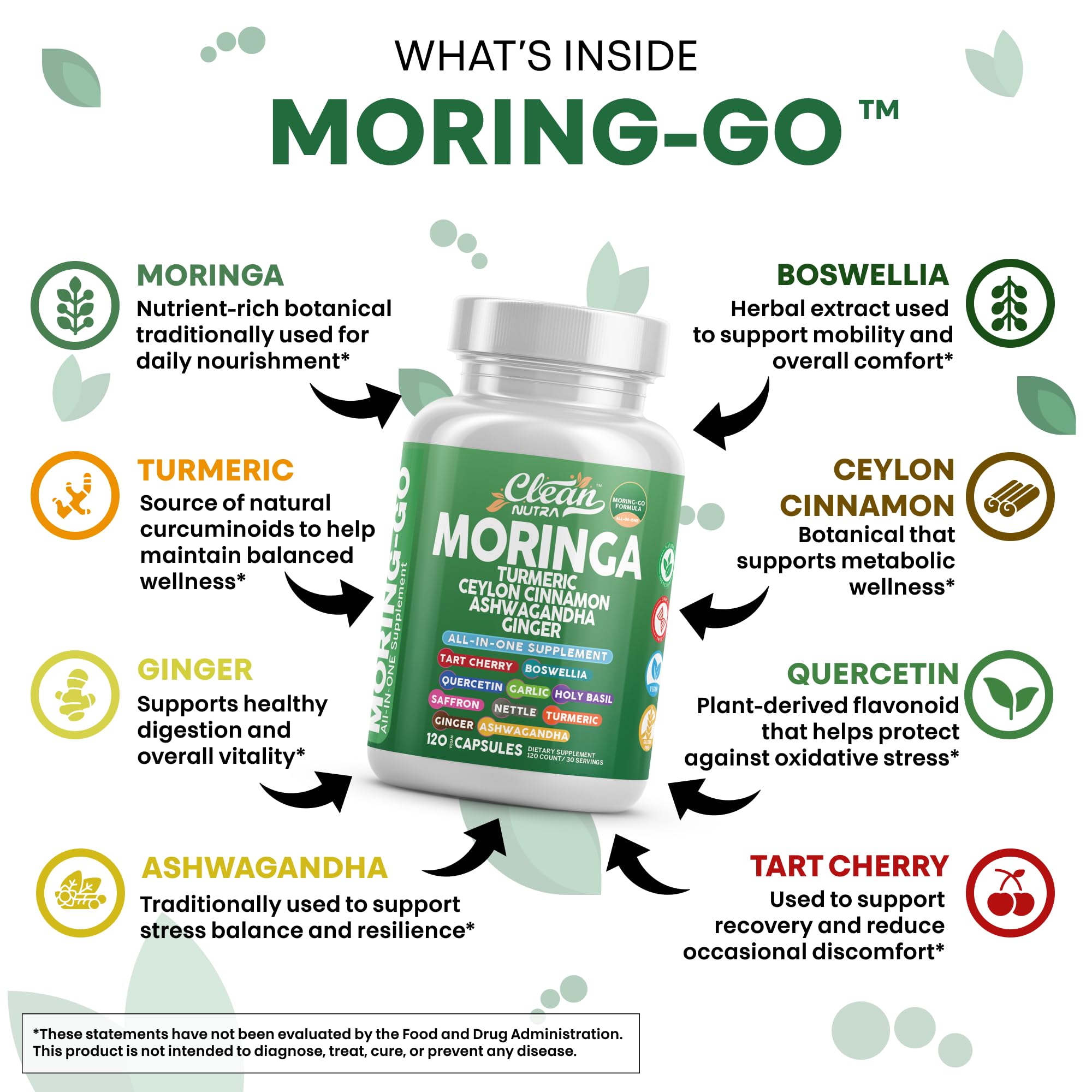 Moringa Powder Capsules + Turmeric Moringa Leaf – Clean Nutra Moring-Go