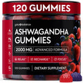 Ashwagandha Gummies – 120 Count (2000 mg) with L-Theanine, GABA, Magnesium, Zinc & Vitamin D3 – Sugar-Free, Vegan, Non-GMO