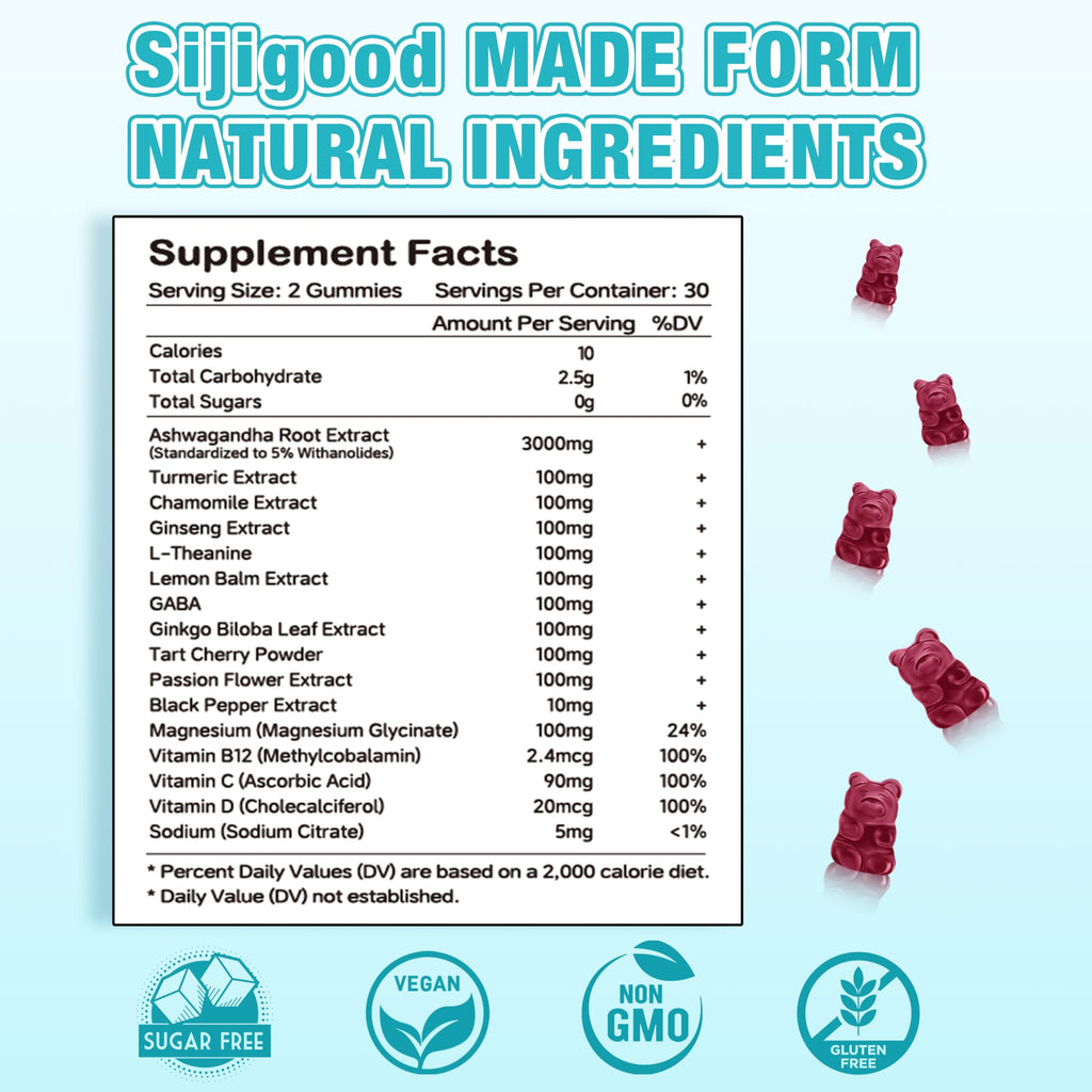 Ashwagandha Gummies for Immunity & Relaxation - Blueberry, 60 Count