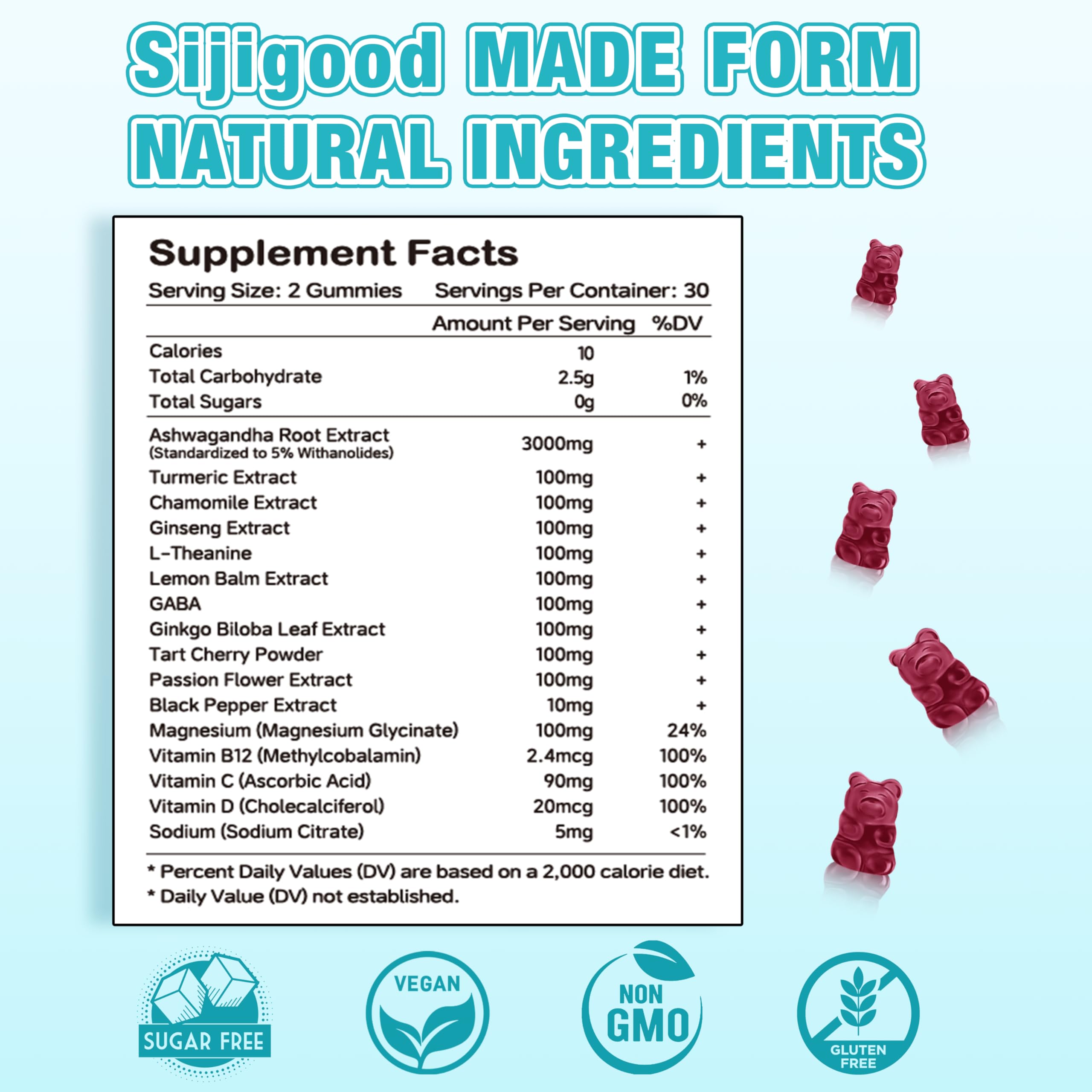 Ashwagandha Gummies for Immunity & Relaxation - Blueberry, 60 Count