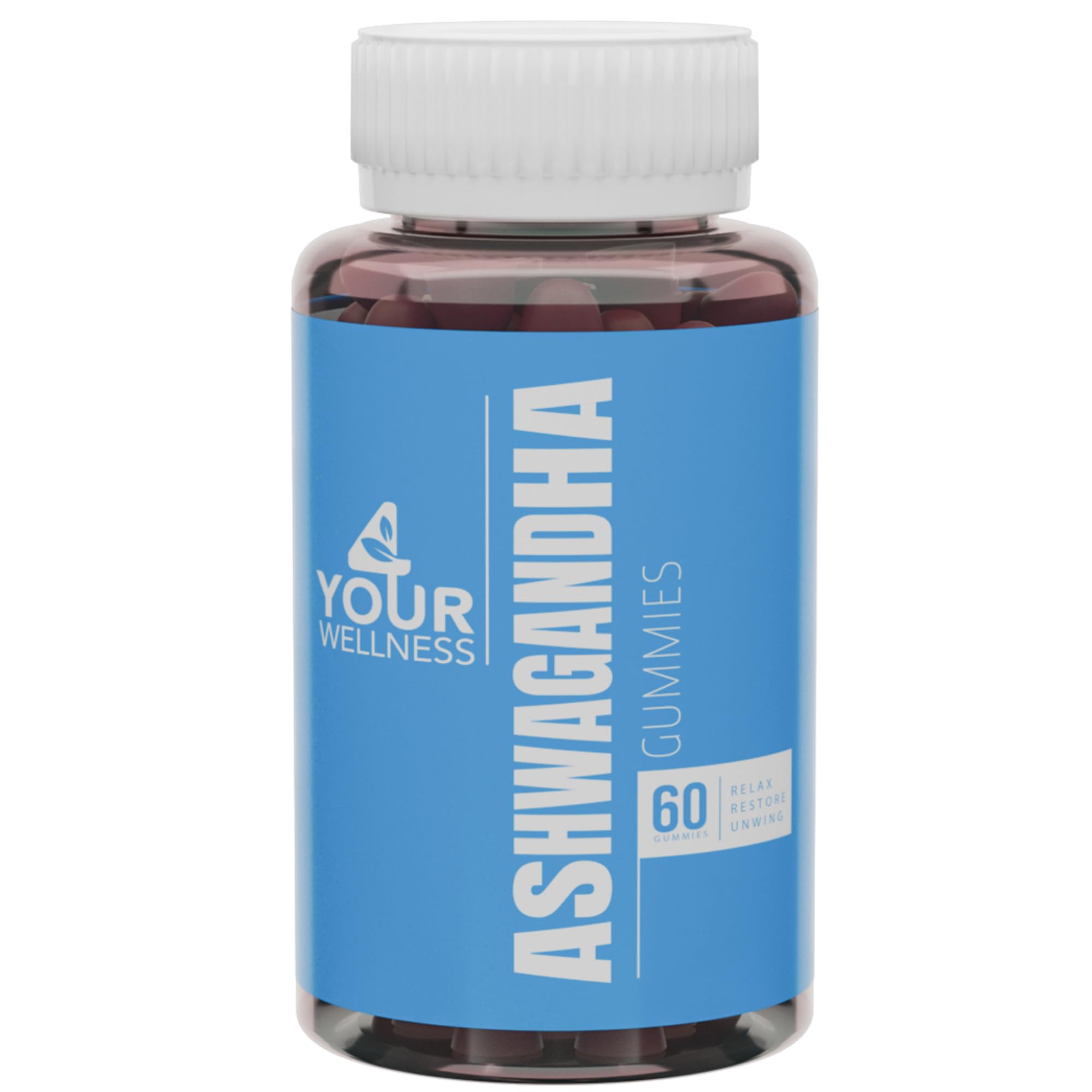 4 Your Wellness Ashwagandha Gummies – Mixed Berry, KSM-66, Lion's Mane, Vitamin D (60 Count) | Non-GMO, Gluten-Free, Kosher