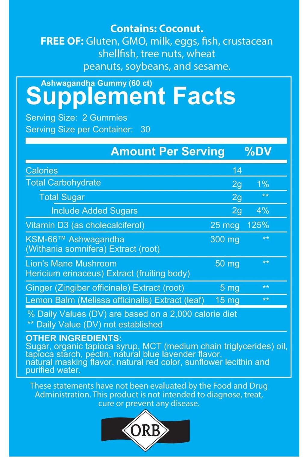 4 Your Wellness Ashwagandha Gummies – Mixed Berry, KSM-66, Lion's Mane, Vitamin D (60 Count) | Non-GMO, Gluten-Free, Kosher