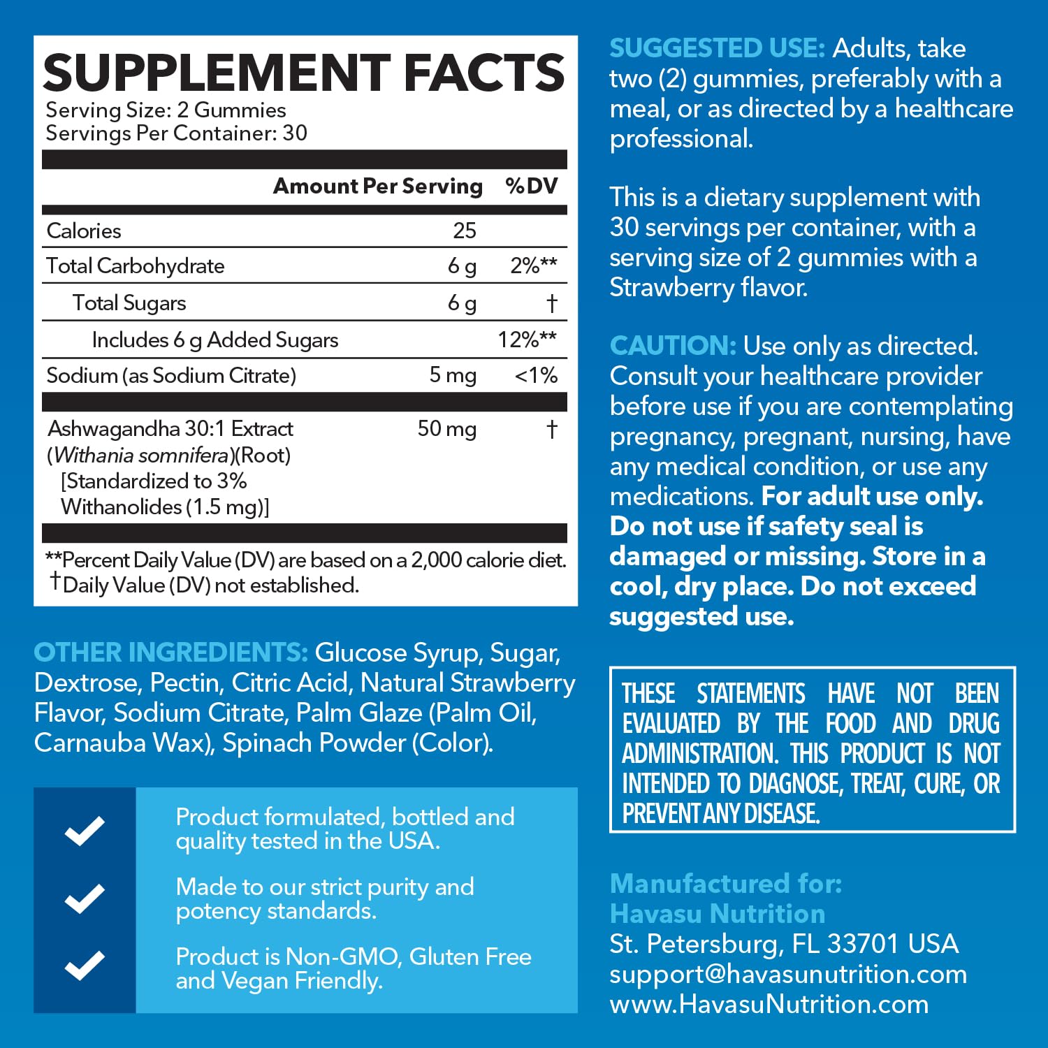Ashwagandha Gummies for Stress & Mood Support – Strawberry, Vegan, Non-GMO