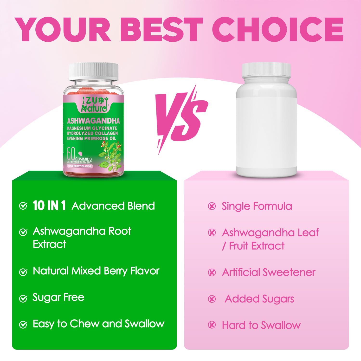 Ashwagandha Gummies for Women - Stress Relief & Relaxation (Vegan, Sugar Free) 2-Pack