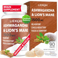 Ashwagandha & Lions Mane Capsules for Memory, Focus – 90 Caps