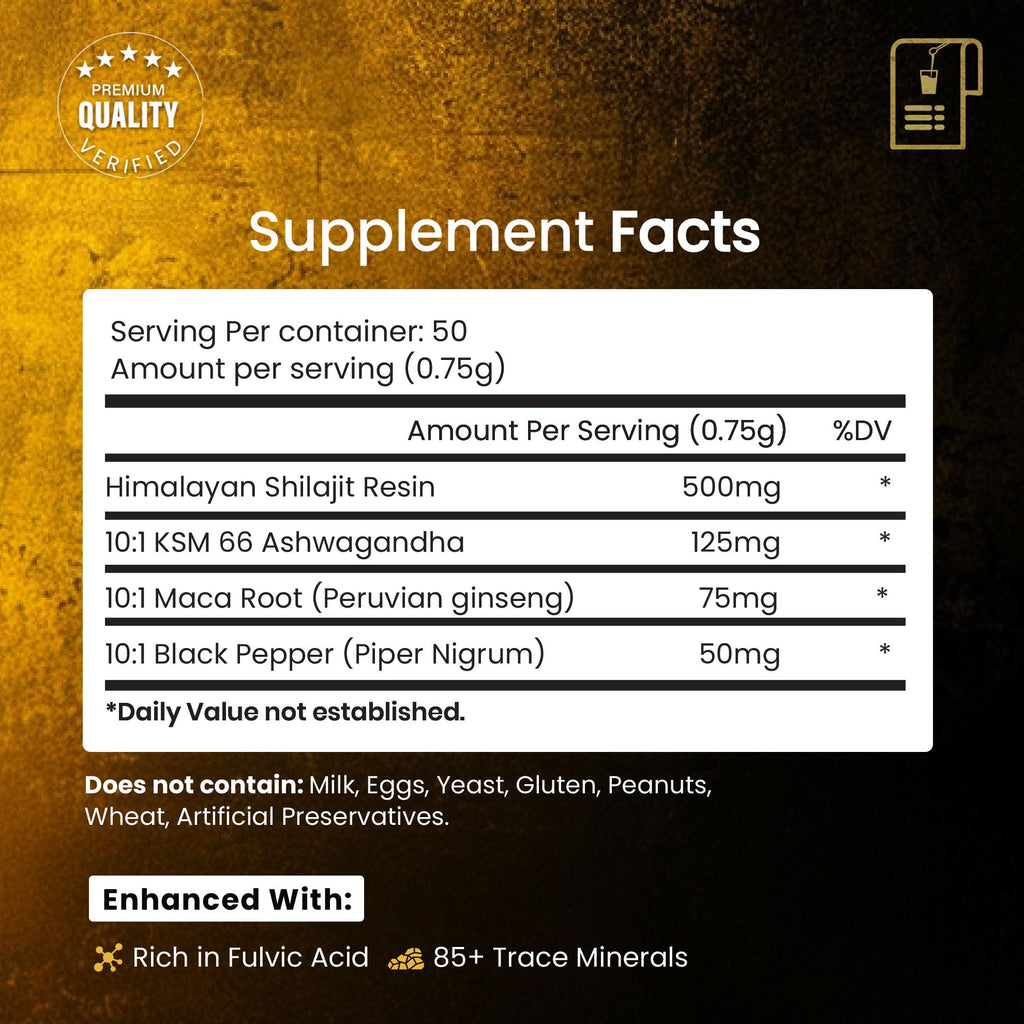 Pure Himalayan Shilajit Resin 40g – 50 Servings, 85+ Minerals, Ashwagandha