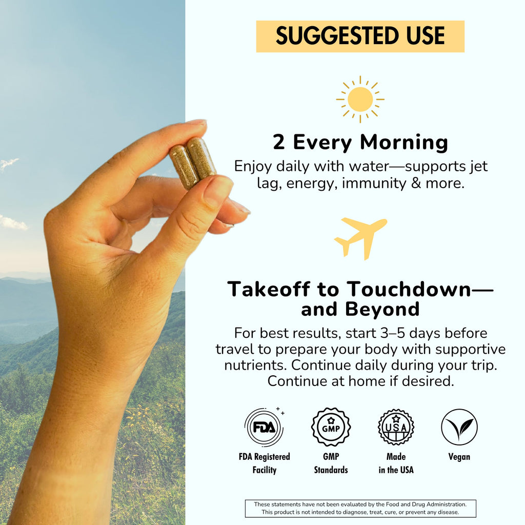 Co-Pilot Travel Vitamin: Jet Lag, Immunity, Digestion & Calm | Vegan, 60 Count