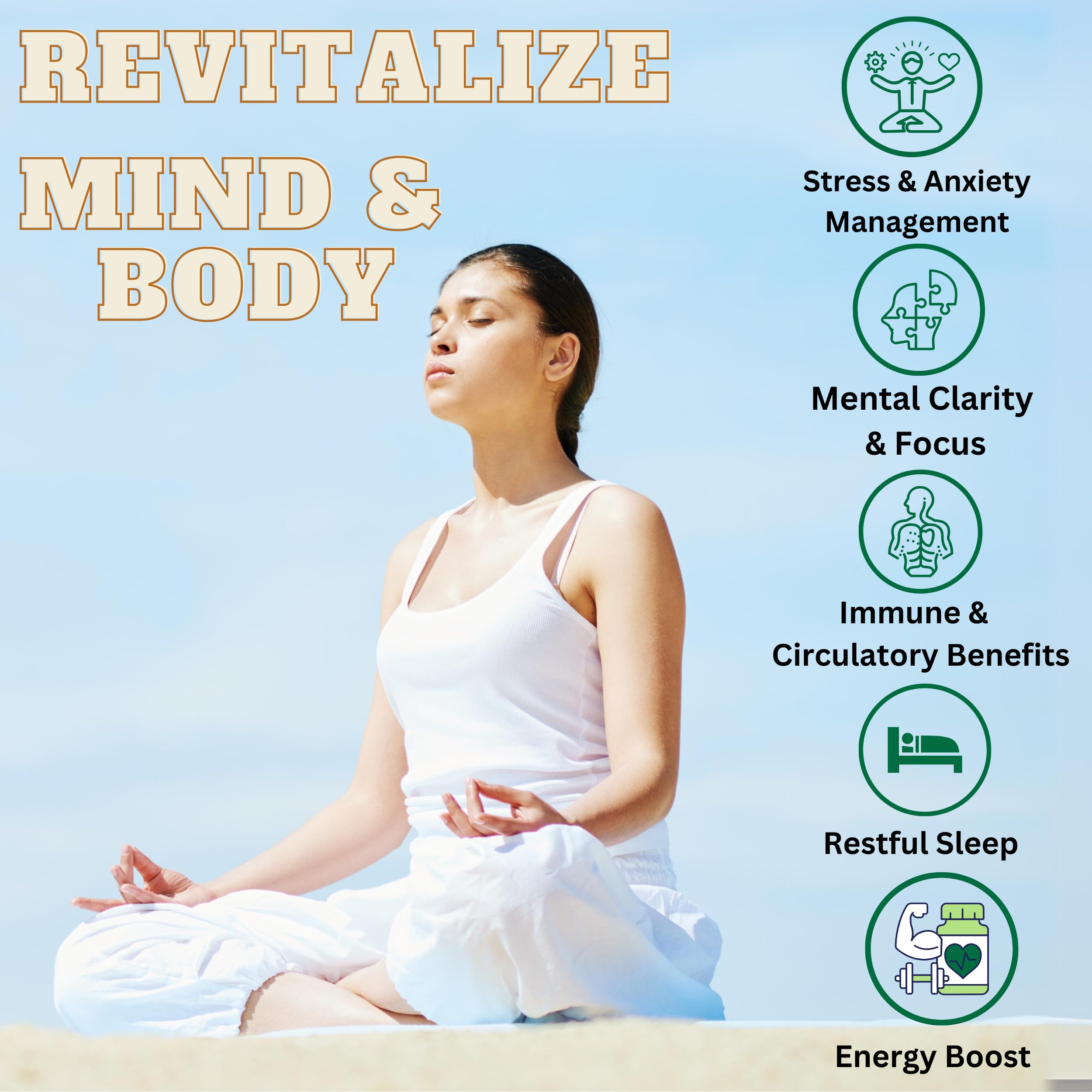 ME GUSTA HEALTH Ashwagandha Root Powder Capsules 1300mg – 90 Veg Capsules – Immune & Mood Support