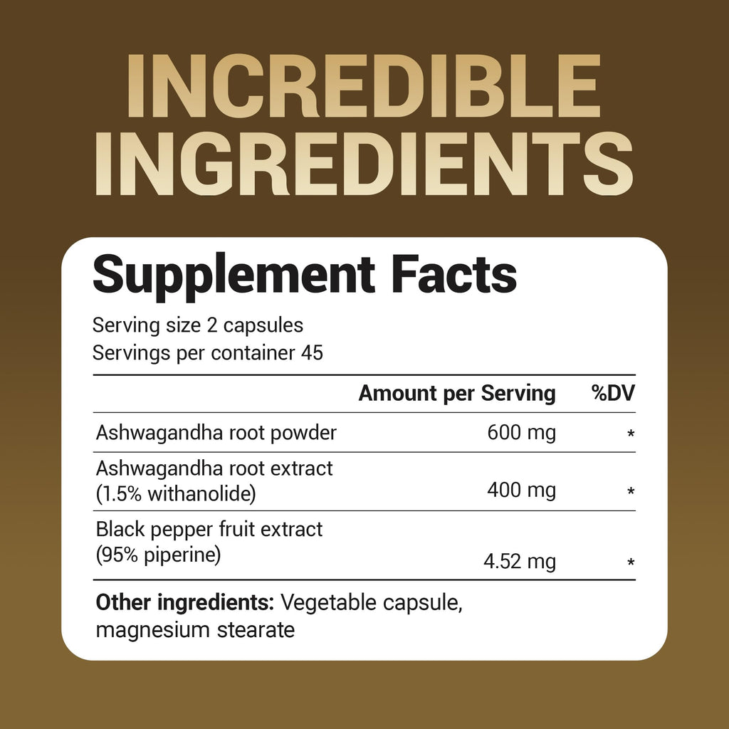Dr. Berg Ashwagandha Capsules 1000mg | Bioperine Black Pepper | 90 Capsules