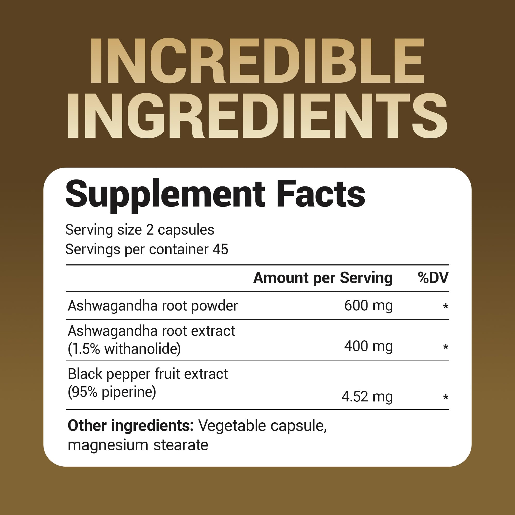 Dr. Berg Ashwagandha Capsules 1000mg | Bioperine Black Pepper | 90 Capsules