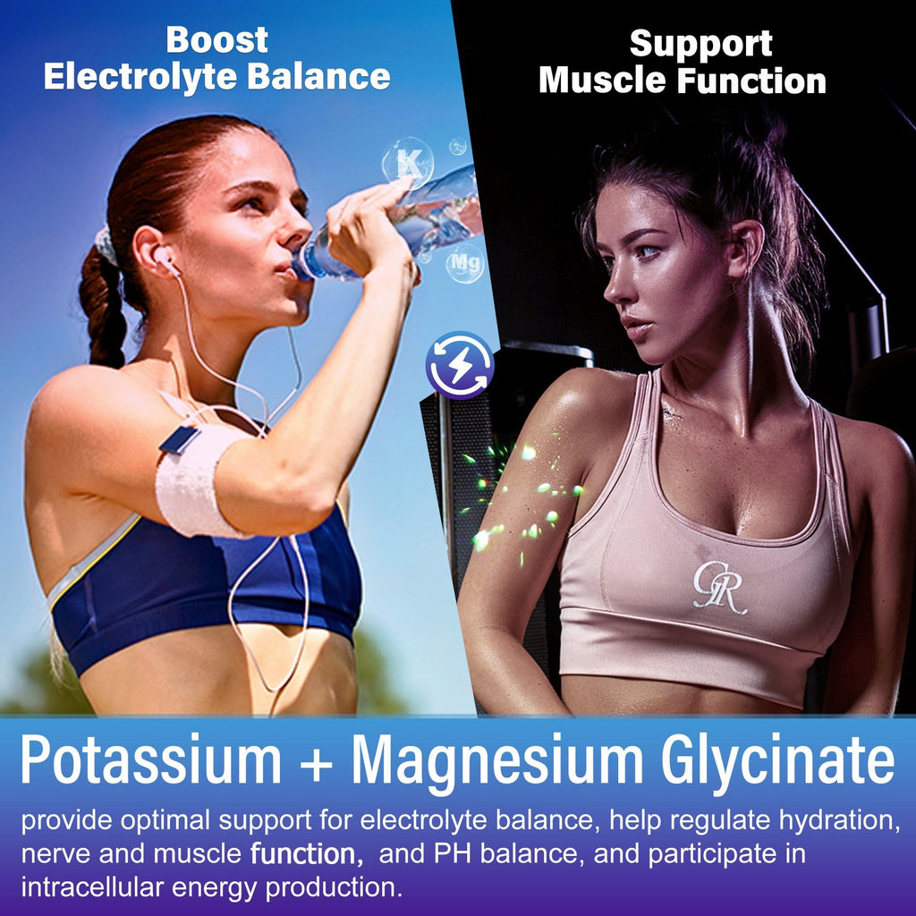 Potassium Magnesium Gummies – Ashwagandha, Magnesium Glycinate, B6 & B12, Potassium Citrate | Sugar-Free Electrolyte Gummies for Leg Cramps and Muscle (1 Pack)