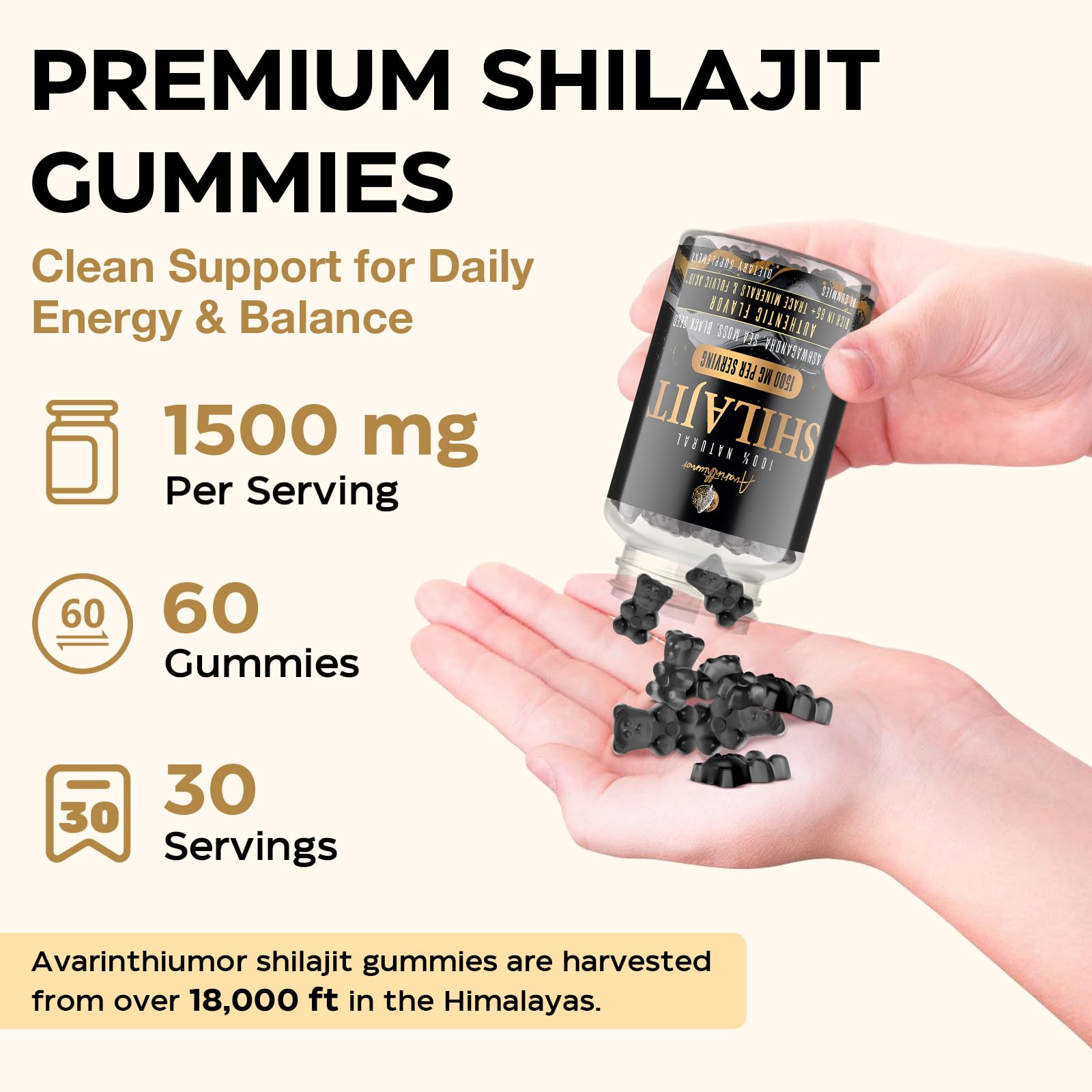 1500MG Shilajit Gummies – 4-in-1 with Ashwagandha, Sea Moss, Black Seed | 120 Gummies