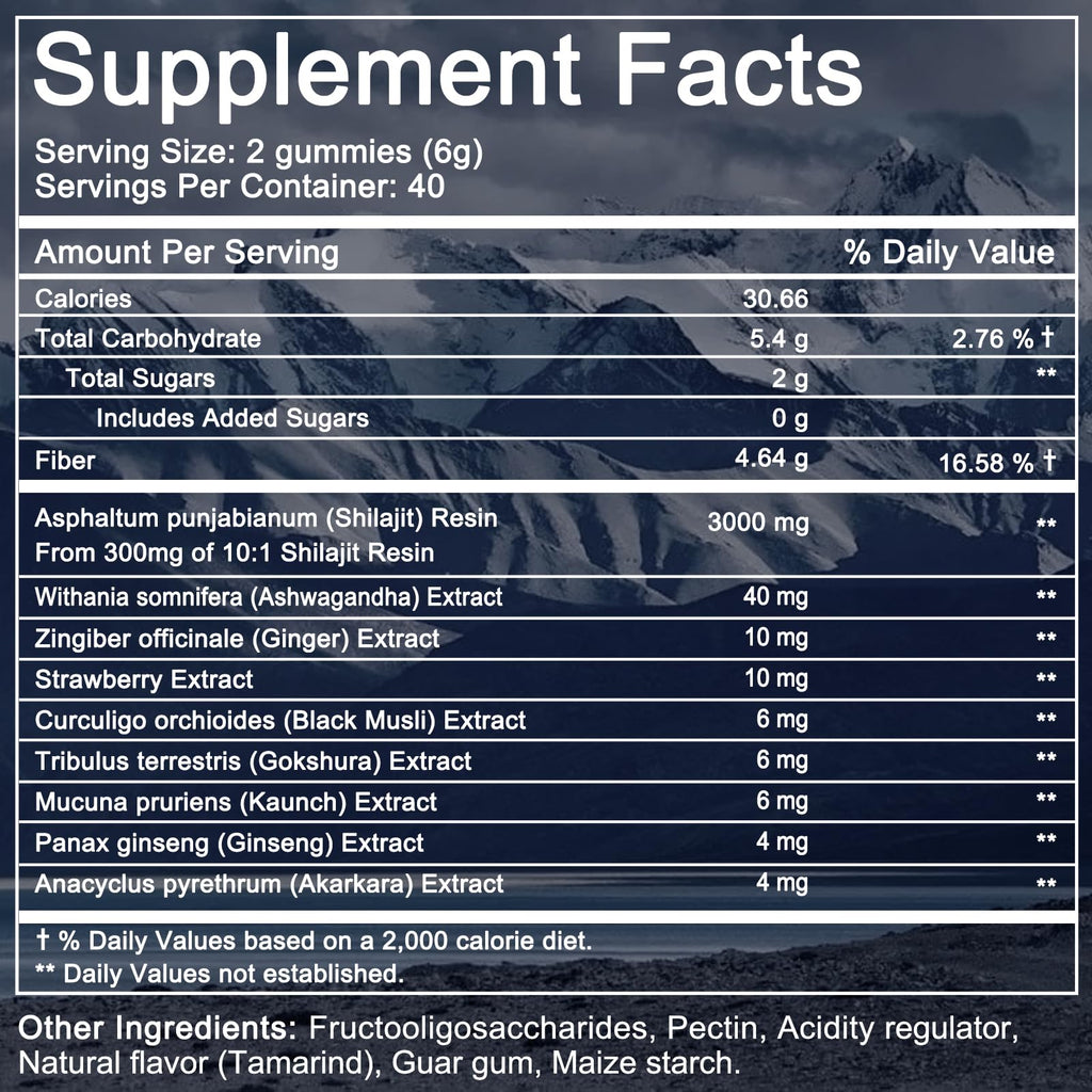 Pure Himalayan Shilajit Gummies Gold – Lab Tested, Ashwagandha & Gokshura