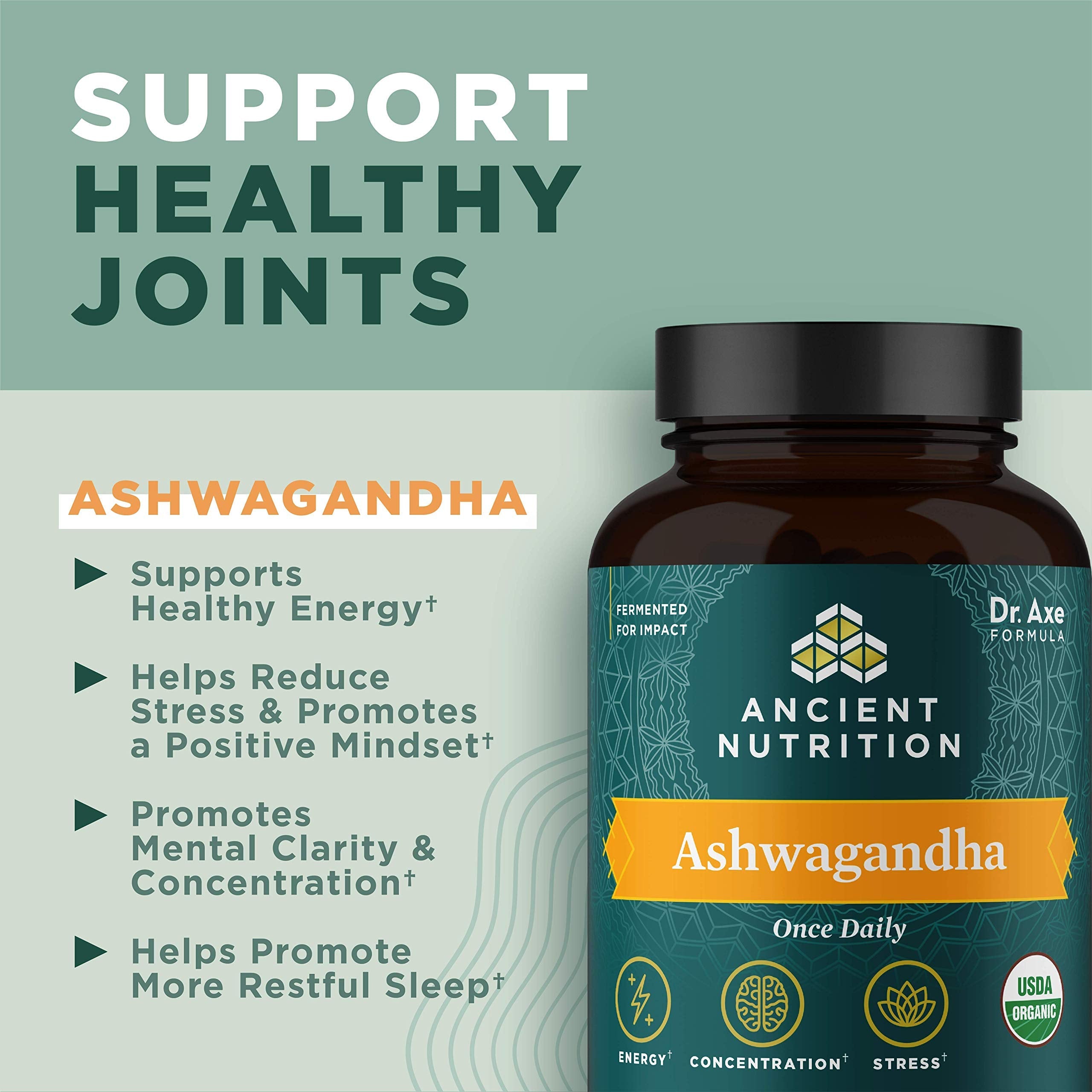 Ancient Nutrition Ashwagandha Tablets – Stress Relief, Energy, Mental Clarity, 30 Capsules (Paleo & Keto Friendly)
