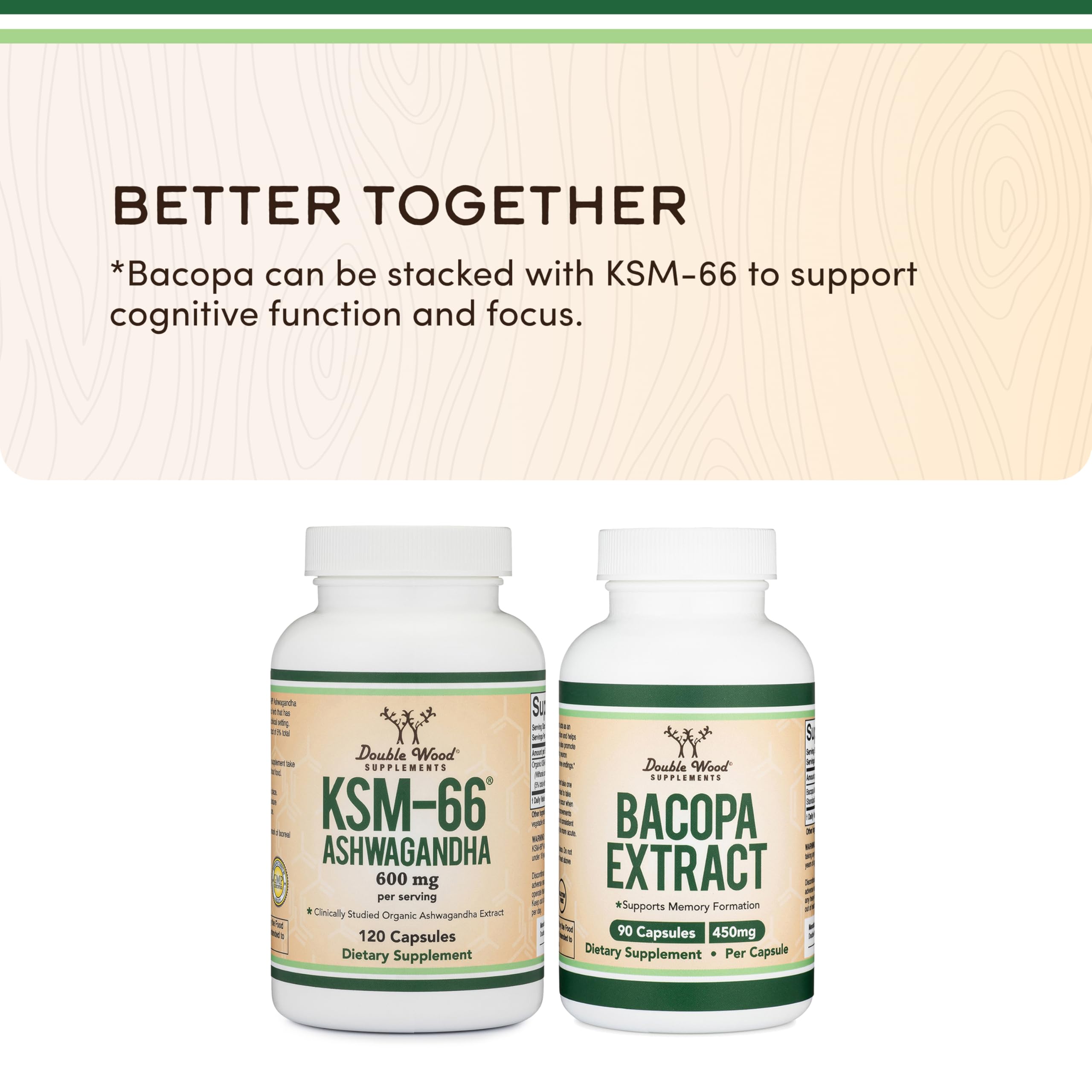 Double Wood Ashwagandha KSM-66 Organic 600mg | 120 Caps | Clinically Studied Adaptogen