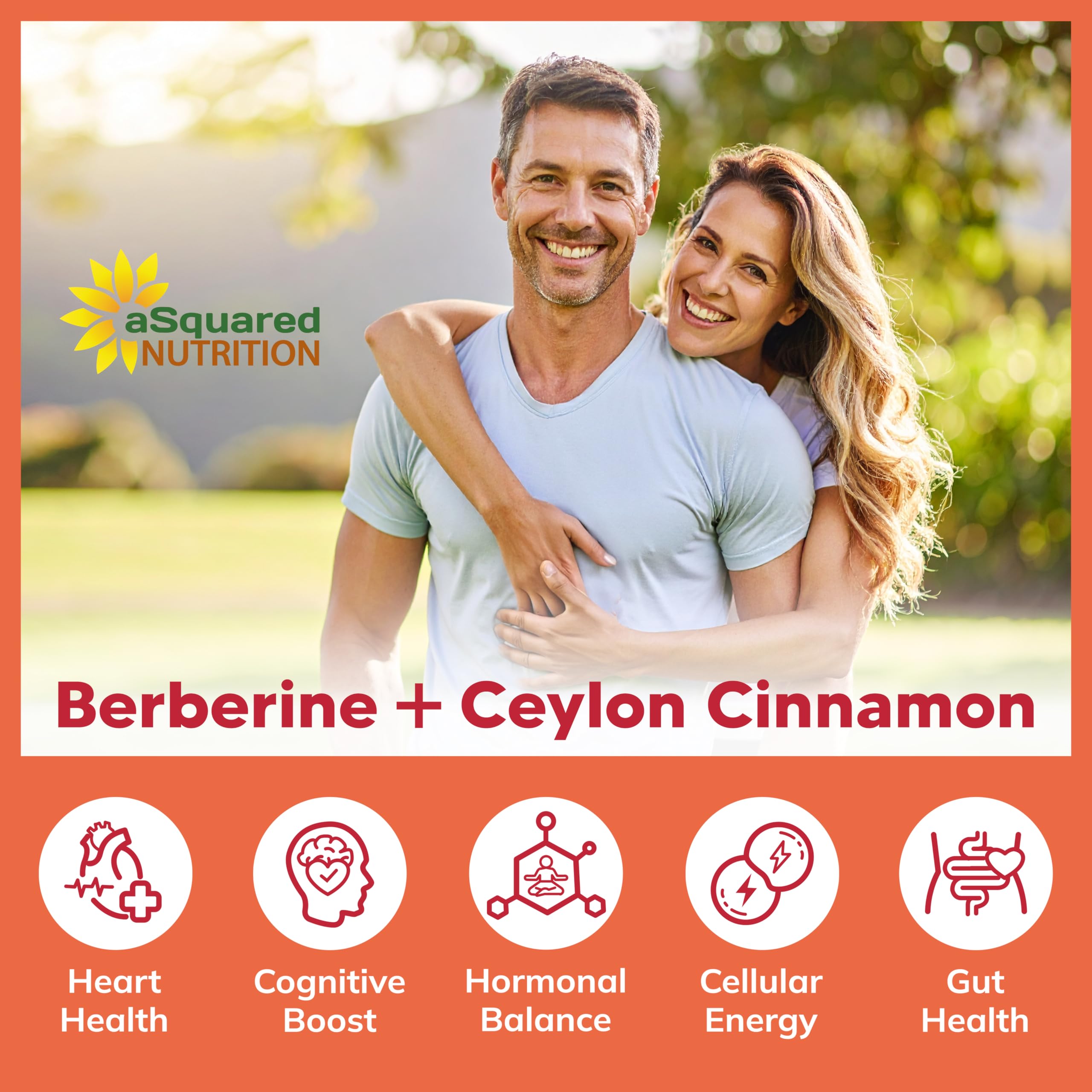 aSquared Nutrition Berberine with Ceylon Cinnamon – 1400mg Max Strength, 120 Capsules