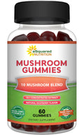aSquared Nutrition Mushroom Gummies - 10x Complex Mushroom Blend for Energy, Focus & Immune Support