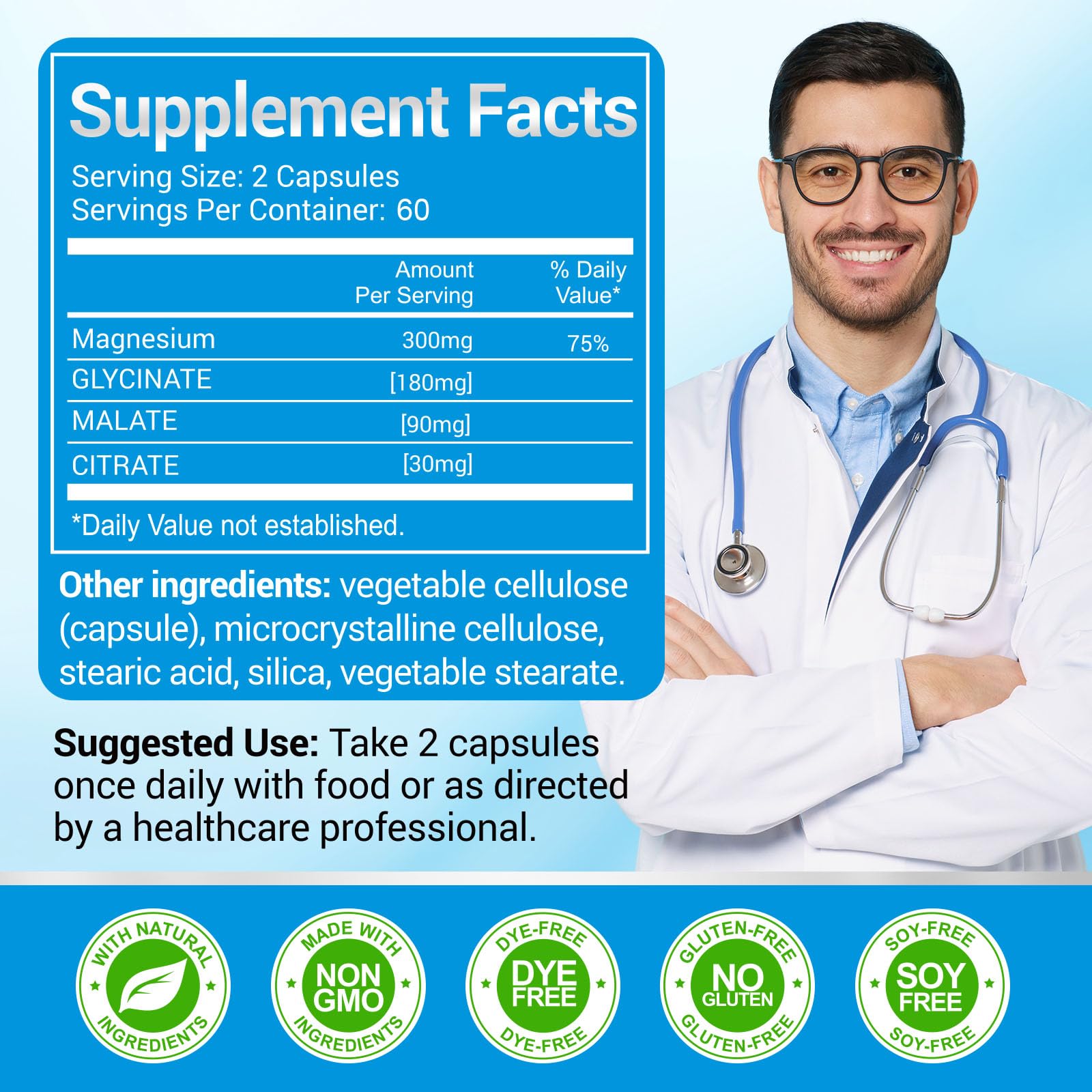 ASSR Triple Magnesium Complex – 300mg Mg (Glycinate, Malate & Citrate) | Supports Relaxation, Muscle & Nerve Health | Vegan, Non-GMO | 120 Capsules