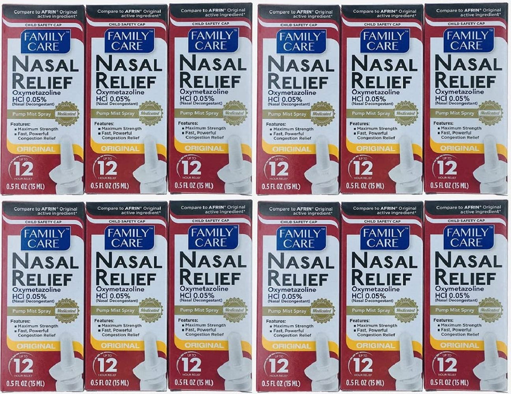 ASSURED Nasal Relief Spray – 12 Pack, 12-Hour Pump Mist, Oxymetazoline HCl, 0.5 fl oz