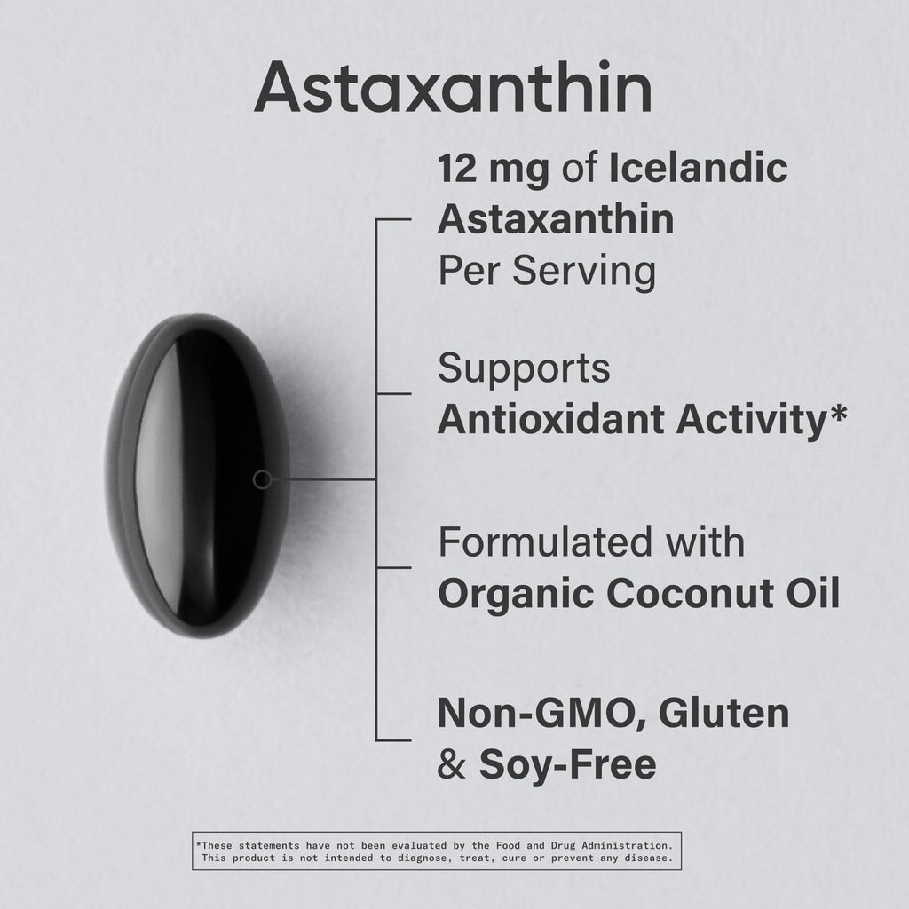 Sports Research Triple Strength Astaxanthin 12mg with Organic Coconut Oil - 60 Softgels