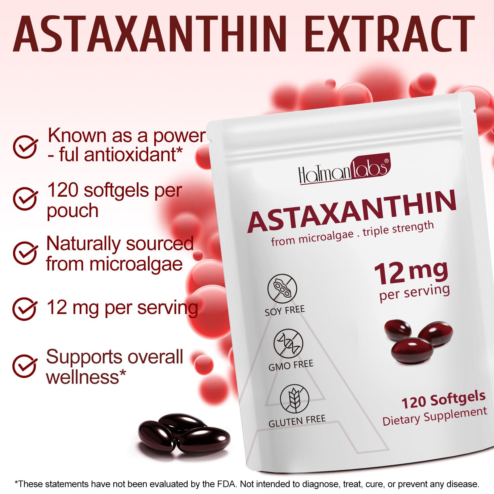 Astaxanthin 12mg – 120 Softgels (4 Month Supply) Premium Antioxidant Support