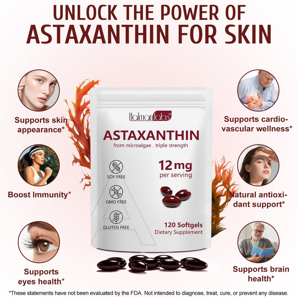 Astaxanthin 12mg – 120 Softgels (4 Month Supply) Premium Antioxidant Support