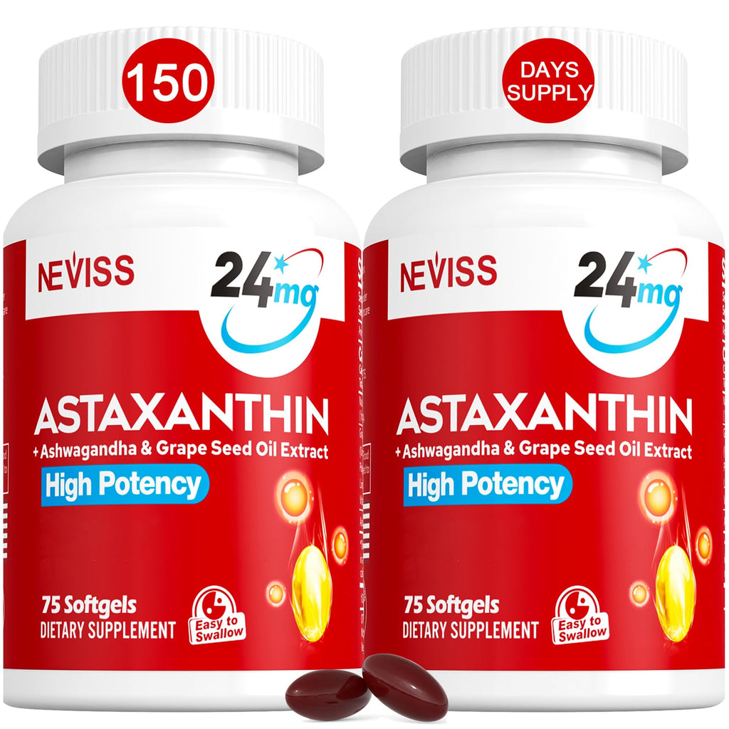 Astaxanthin Supplements 24mg – 150 Softgels, 5 Month Supply | Non-GMO, Gluten Free