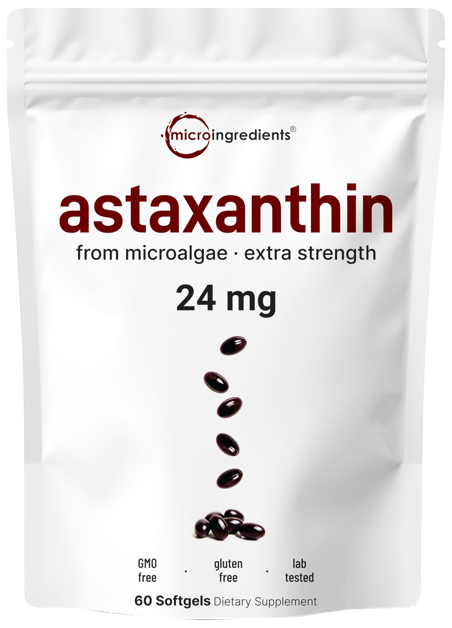Astaxanthin 24mg Softgels – 60 Count (2 Month Supply) | Max Strength Antioxidant