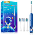 Kids Electric Toothbrush 3-12 Years – Rechargeable with Timer, 3 Modes, 4 Heads, Habit Stickers | Astronaut Blue