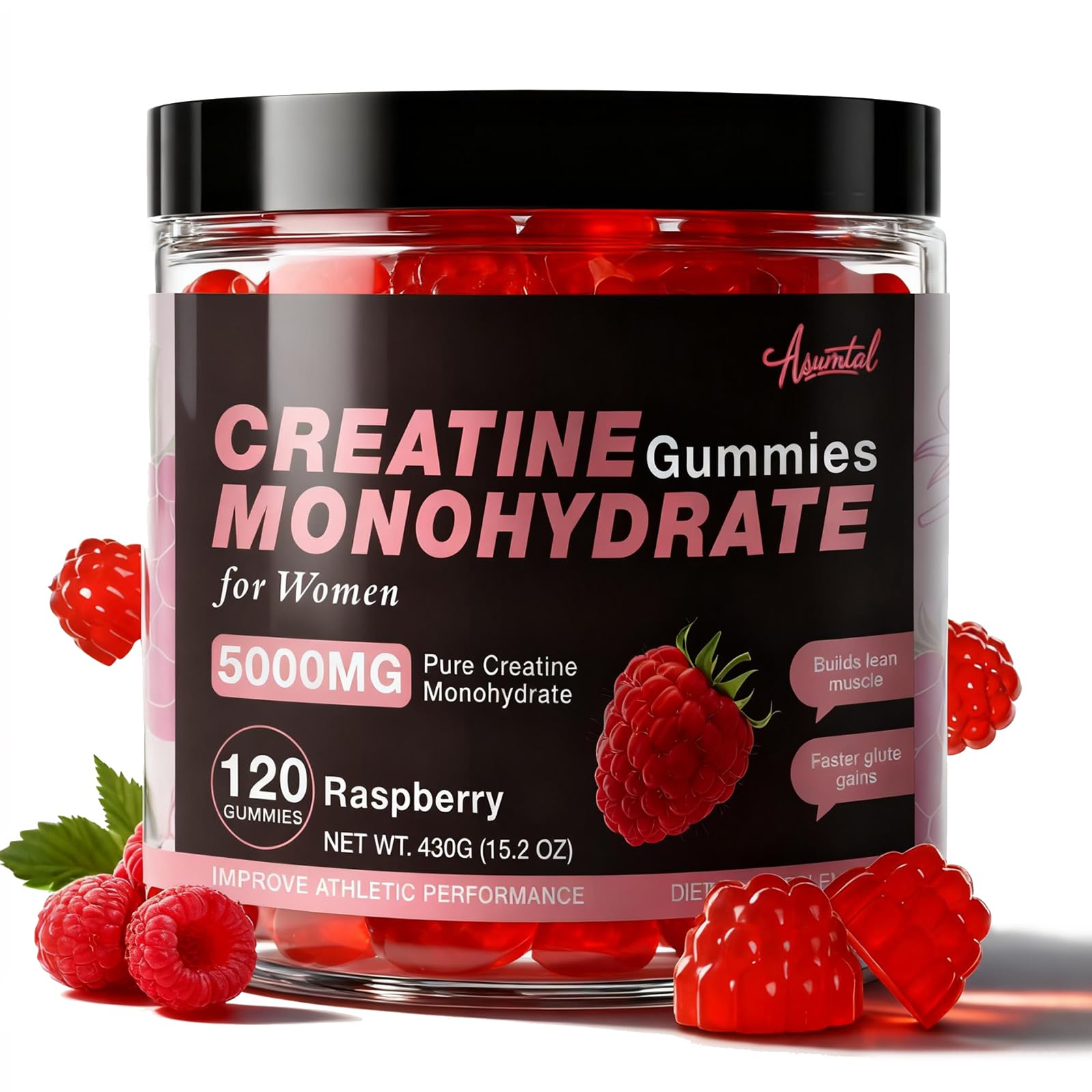 Asumtal Creatine for Women 5000 MG – Gummies (Sugar Free Raspberry)