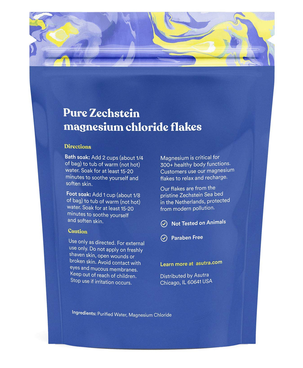 ASUTRA Magnesium Chloride Bath Flakes 4 lbs | Relaxing Foot & Body Soaks
