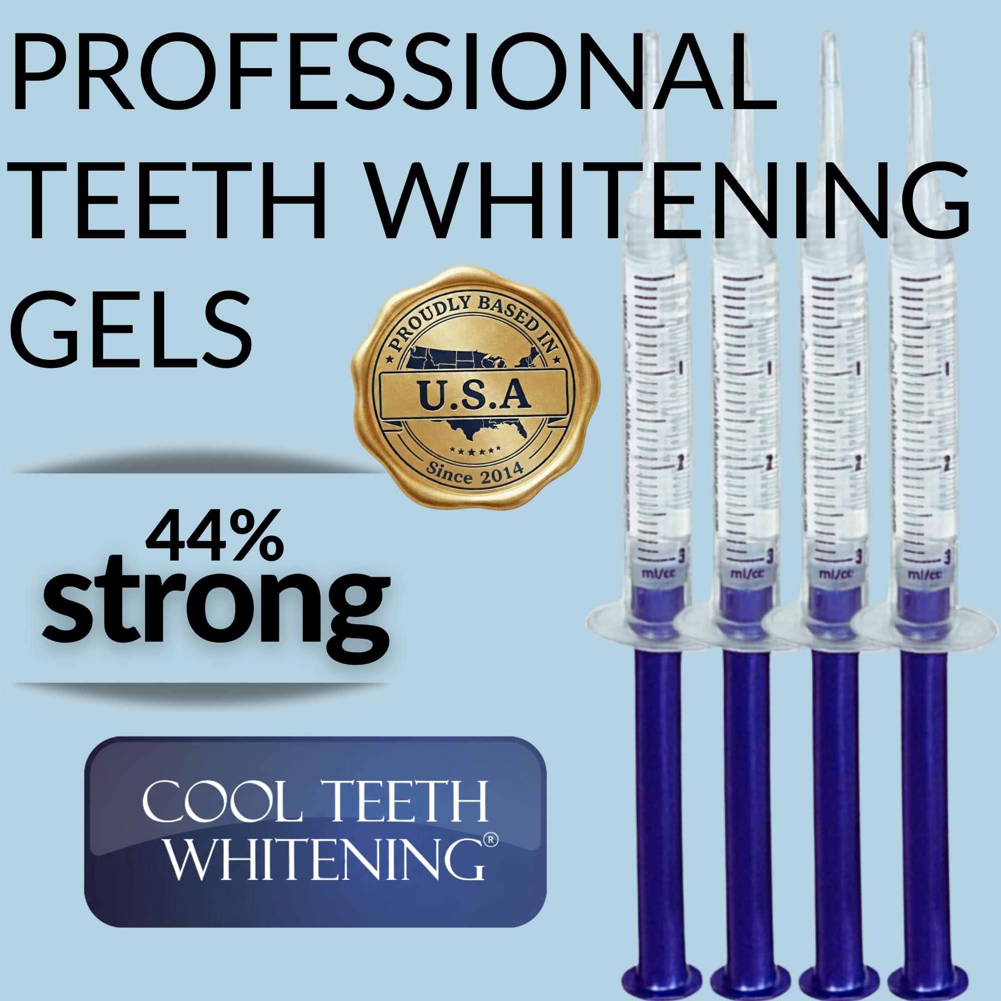 Teeth Whitening Kit – 4 Syringes (3ml) 44% Carbamide Peroxide | Vegan & Gluten-Free
