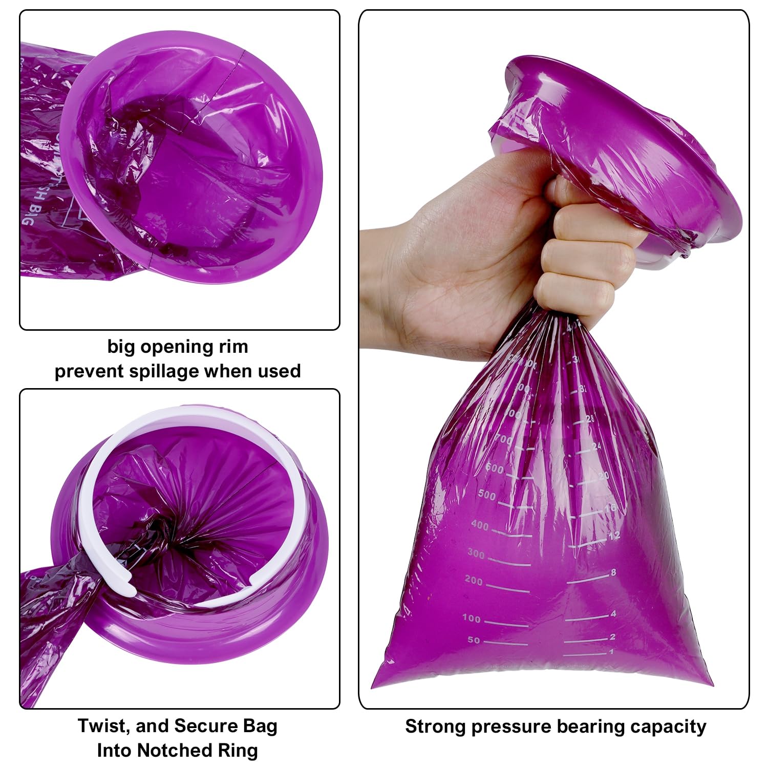 ATDAWN 24 Pack Emesis Bags – Disposable Vomit Bags for Travel, Car Sickness (Purple)