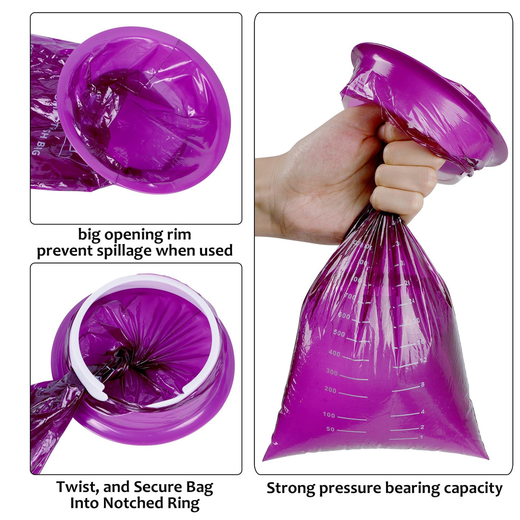 ATDAWN 50 Pack Emesis Bags – Disposable Vomit Bags for Travel & Car Sickness (Purple)