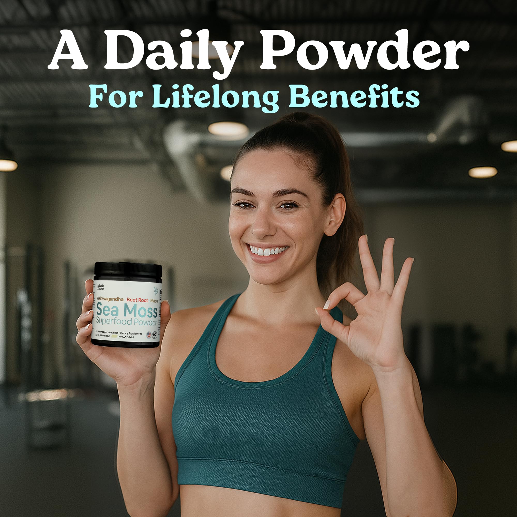 Atlantic Naturals Sea Moss Superfood Powder with Ashwagandha, Beet Root & Maca – Vanilla (150g)
