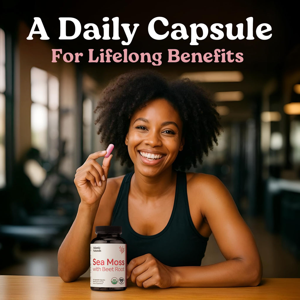 Atlantic Naturals Sea Moss with Beet Root Capsules – Premium Irish Sea Moss Multivitamin (120 ct) | Immune Support, Circulation & Athletic Performance