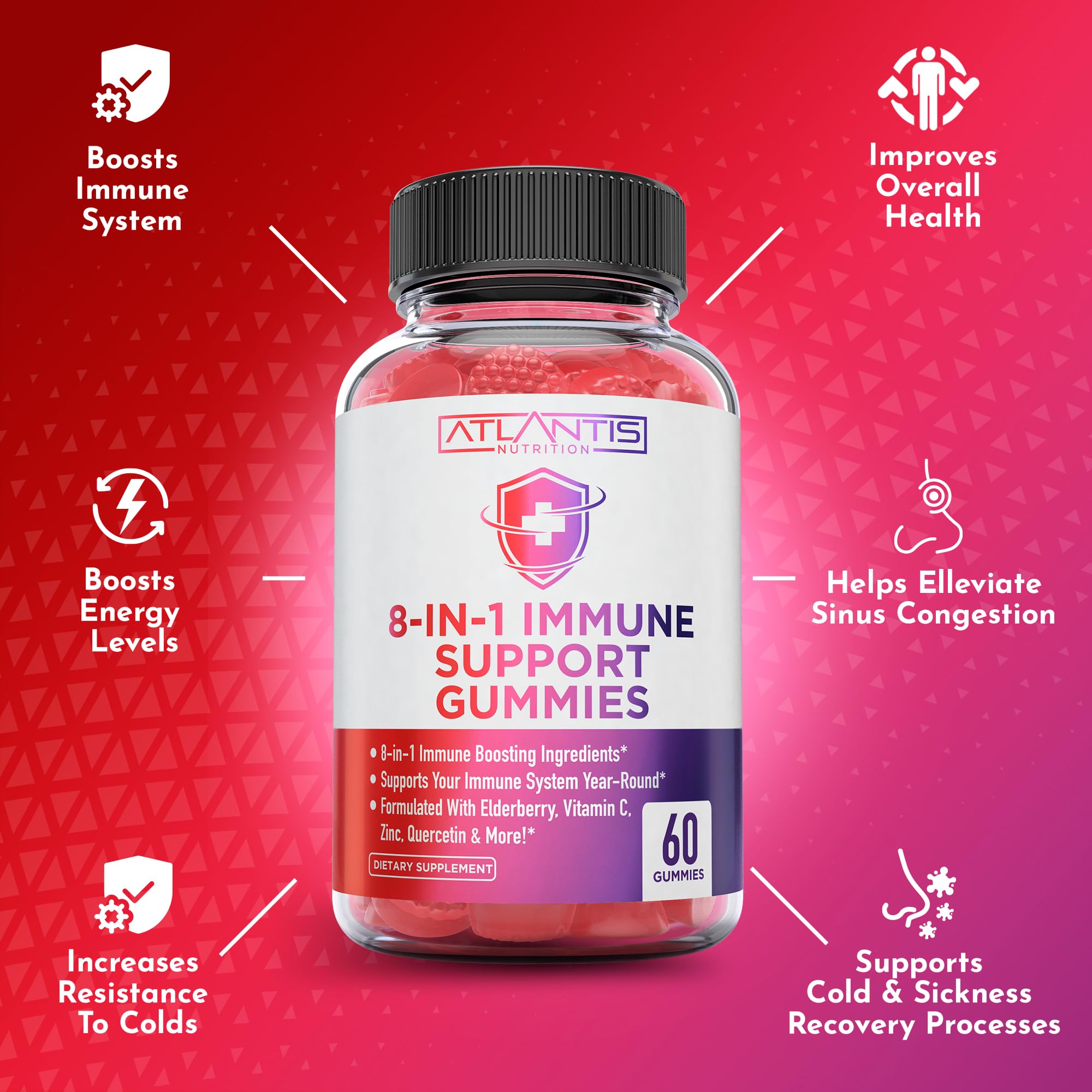 Atlantis Nutrition 8-in-1 Immune Gummies with Elderberry | Immune Support