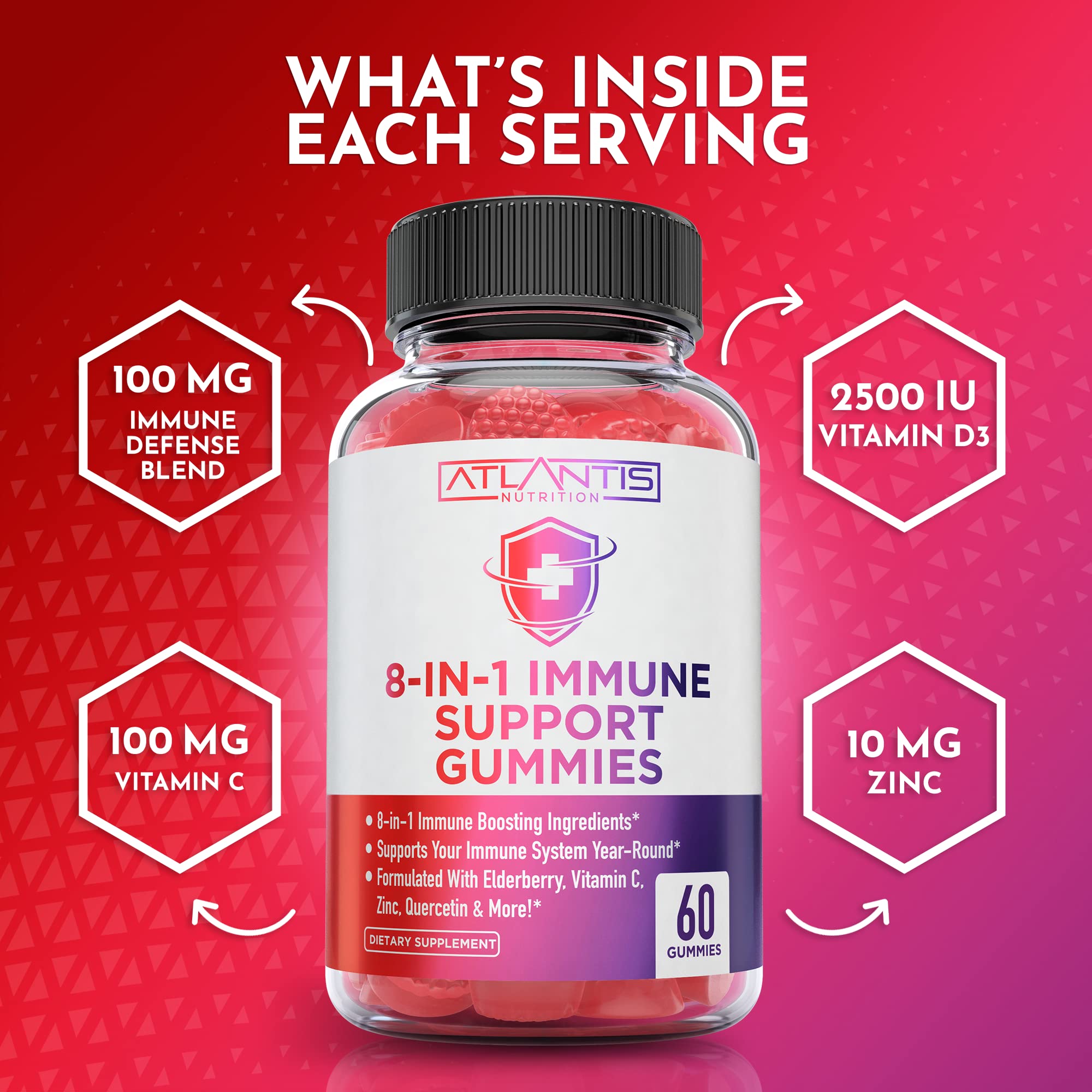 Atlantis Nutrition 8-in-1 Immune Gummies with Elderberry | Immune Support