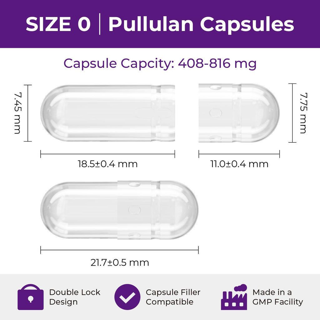 ATLEMISME Pullulan Empty Capsules Size 0 – Vegan, 100 Count