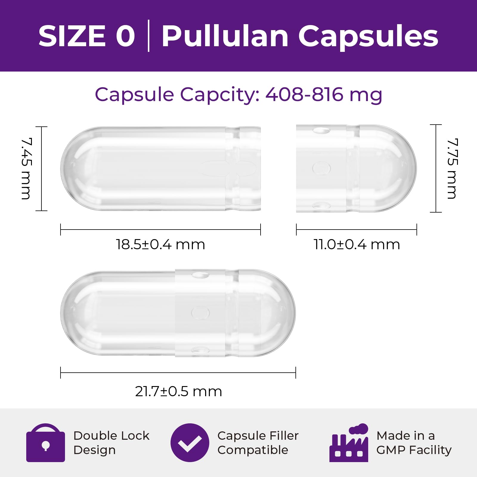 ATLEMISME Pullulan Empty Capsules Size 0 – Vegan, 100 Count