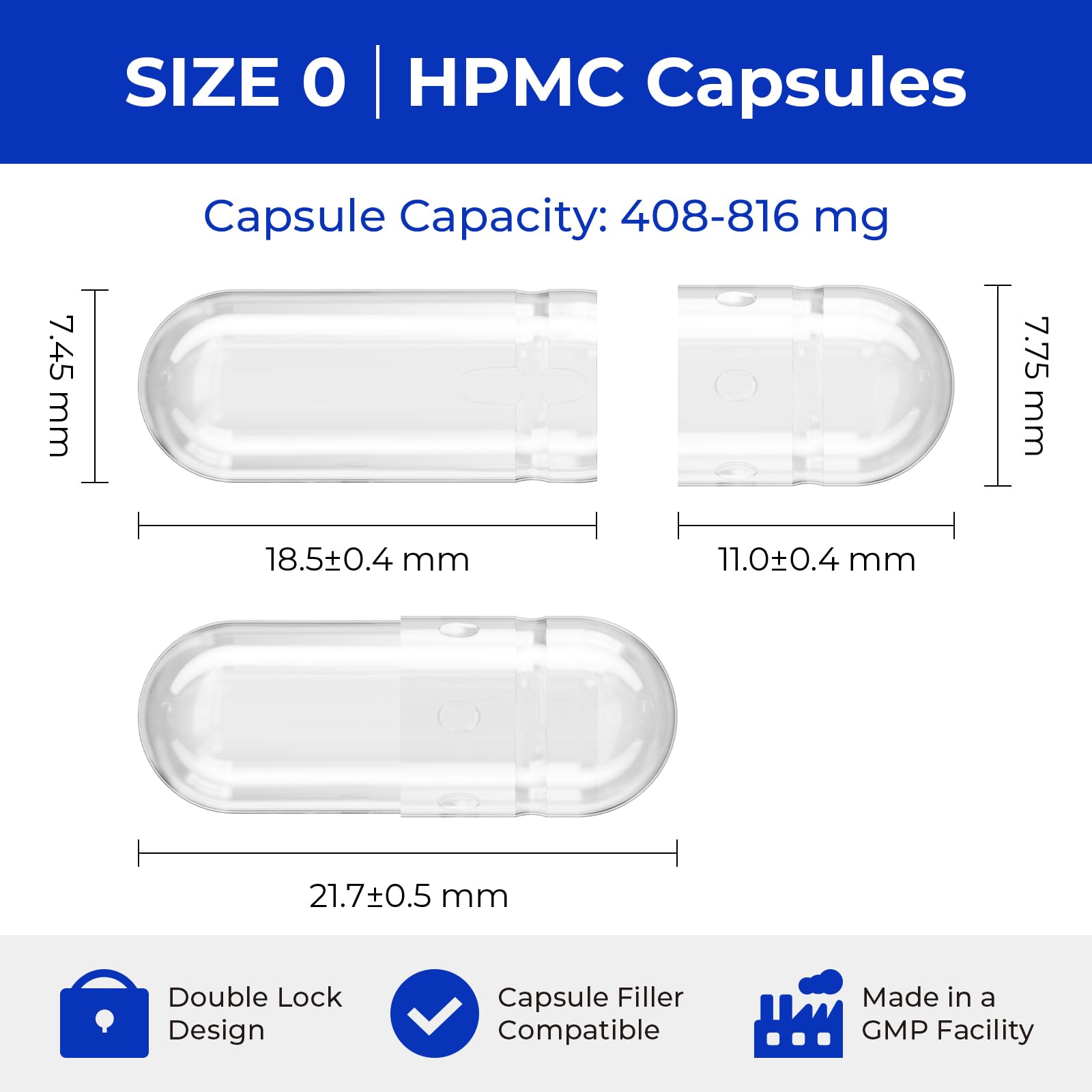 ATLEMISME Empty Vegan Capsules Size 0 - 100 Count | DIY Veggie Capsule Filling (2 Micro Lab Spoons)