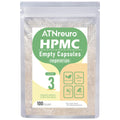 ATNreuro Empty Vegan Capsules Size 3 – 100 Count, 100% Vegetable Cellulose, Non-GMO