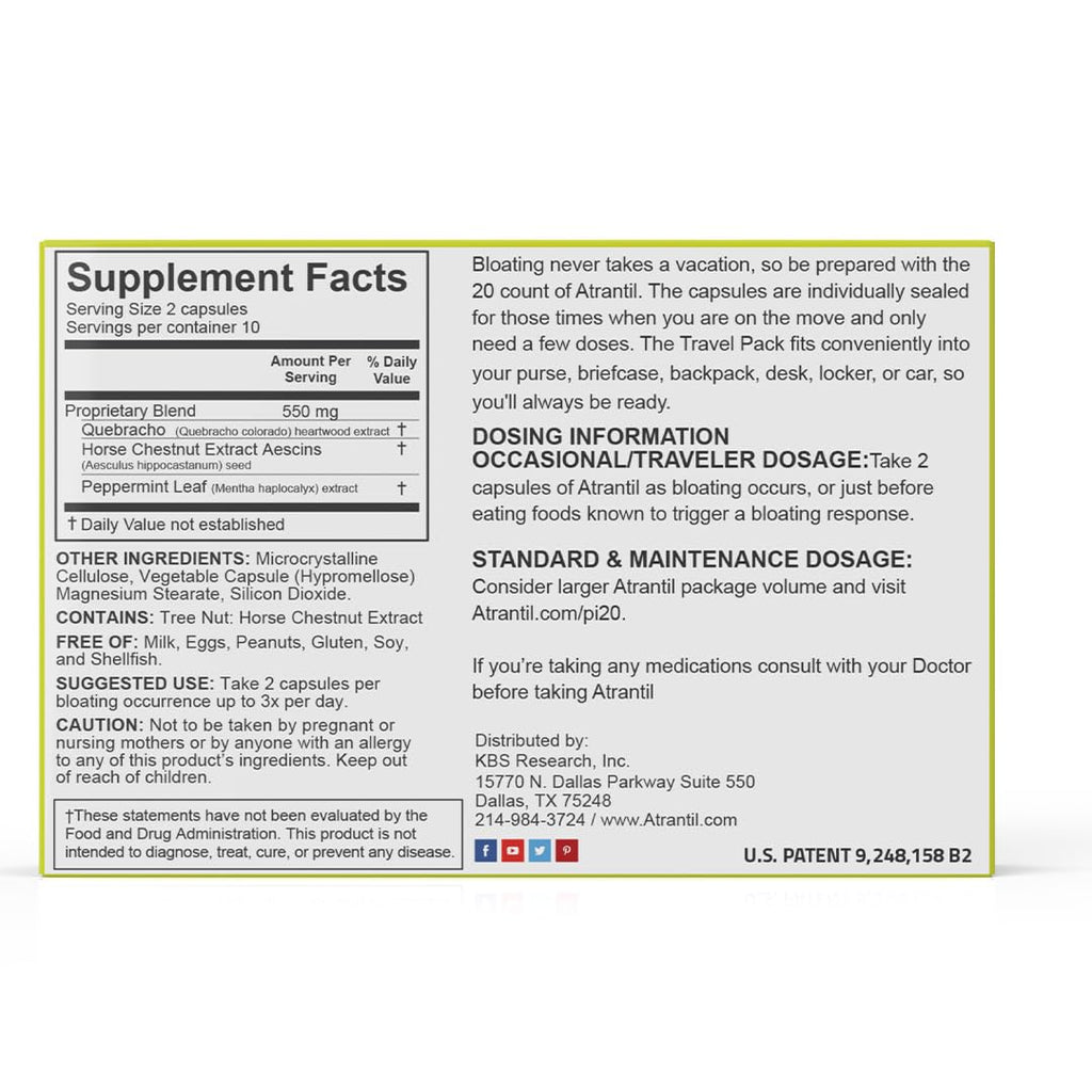 Atrantil Travel Pack (20 Count) | Bloating, Abdominal Discomfort & Change in Bowel Habits
