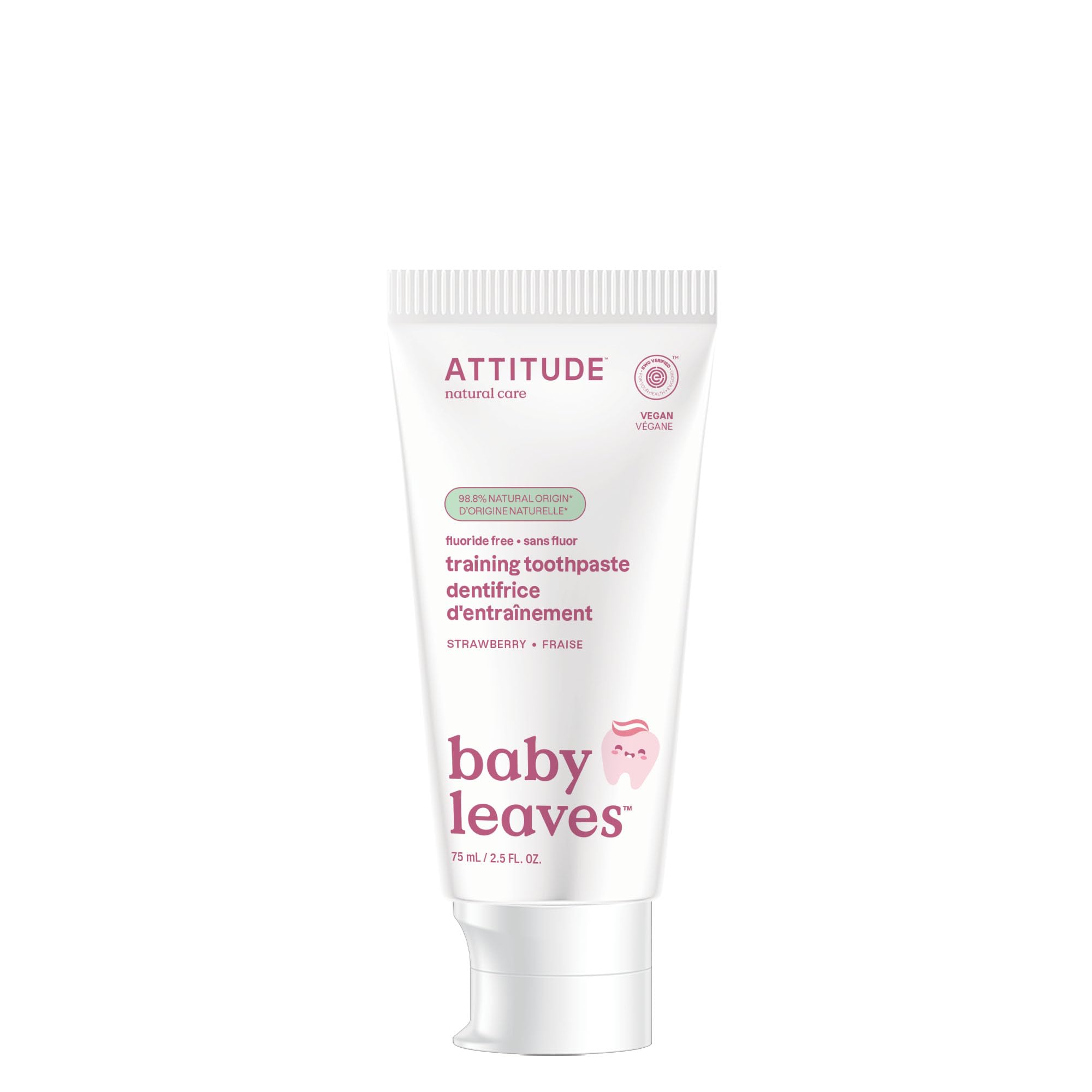 ATTITUDE Baby Training Toothpaste – Strawberry, Fluoride-Free, EWG Verified, Vegan