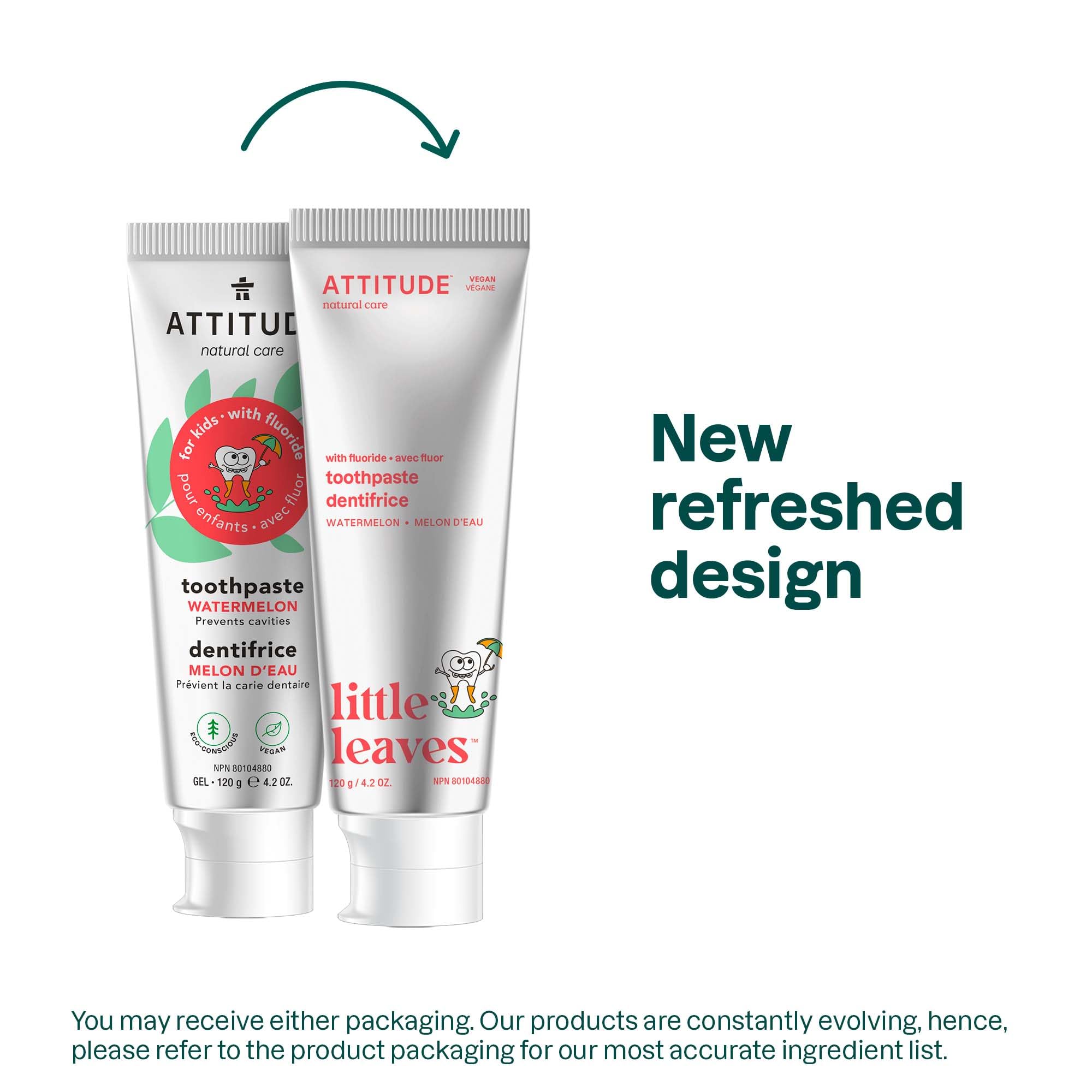ATTITUDE Fluoride Toothpaste – Vegan, Cruelty-Free, Sugar-Free, Watermelon 4.2 oz